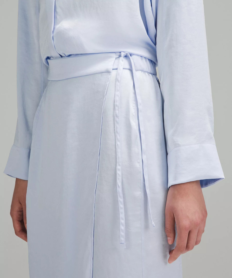 Logo Charm Satin Waist-Tie Midi Skirt 4