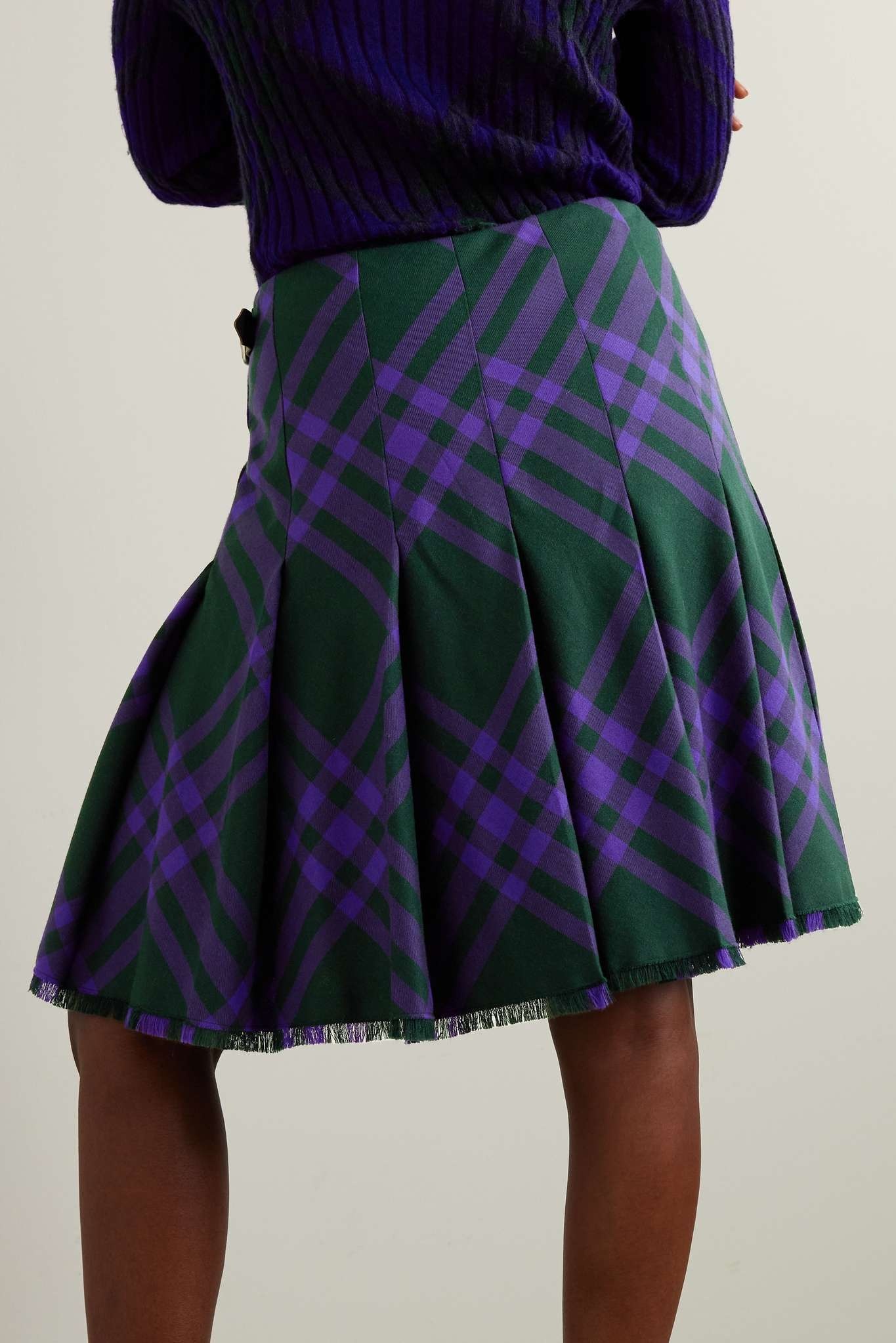 Wrap-effect checked woven skirt - 3