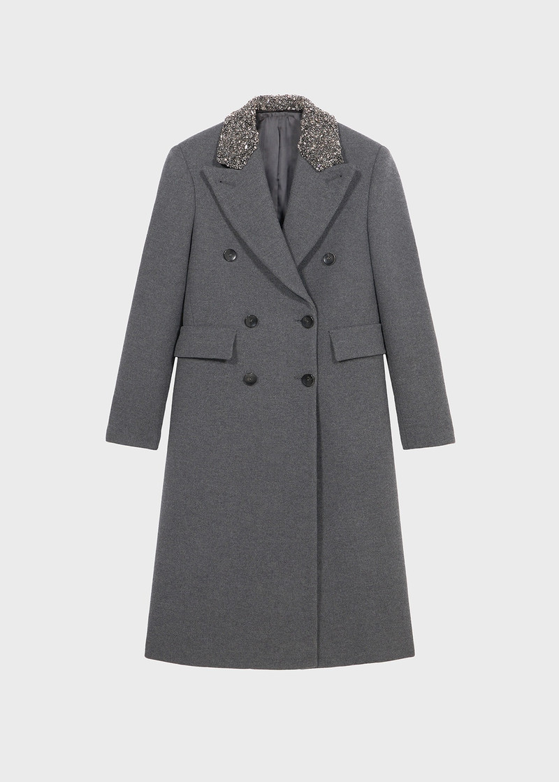 DOUBLE-BREASTED COAT WITH EMBROIDERED COLLAR 1
