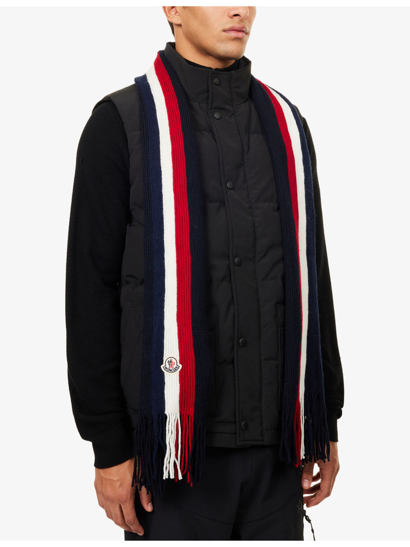 Moncler Tricolour Fringed Wool Scarf outlook