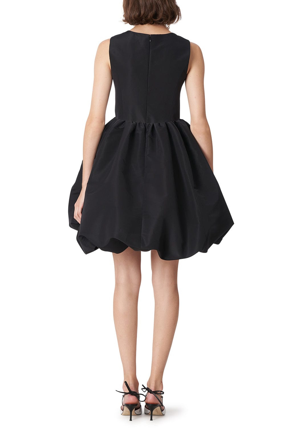 Sleeveless Crewneck Bubble Dress - Black - 3