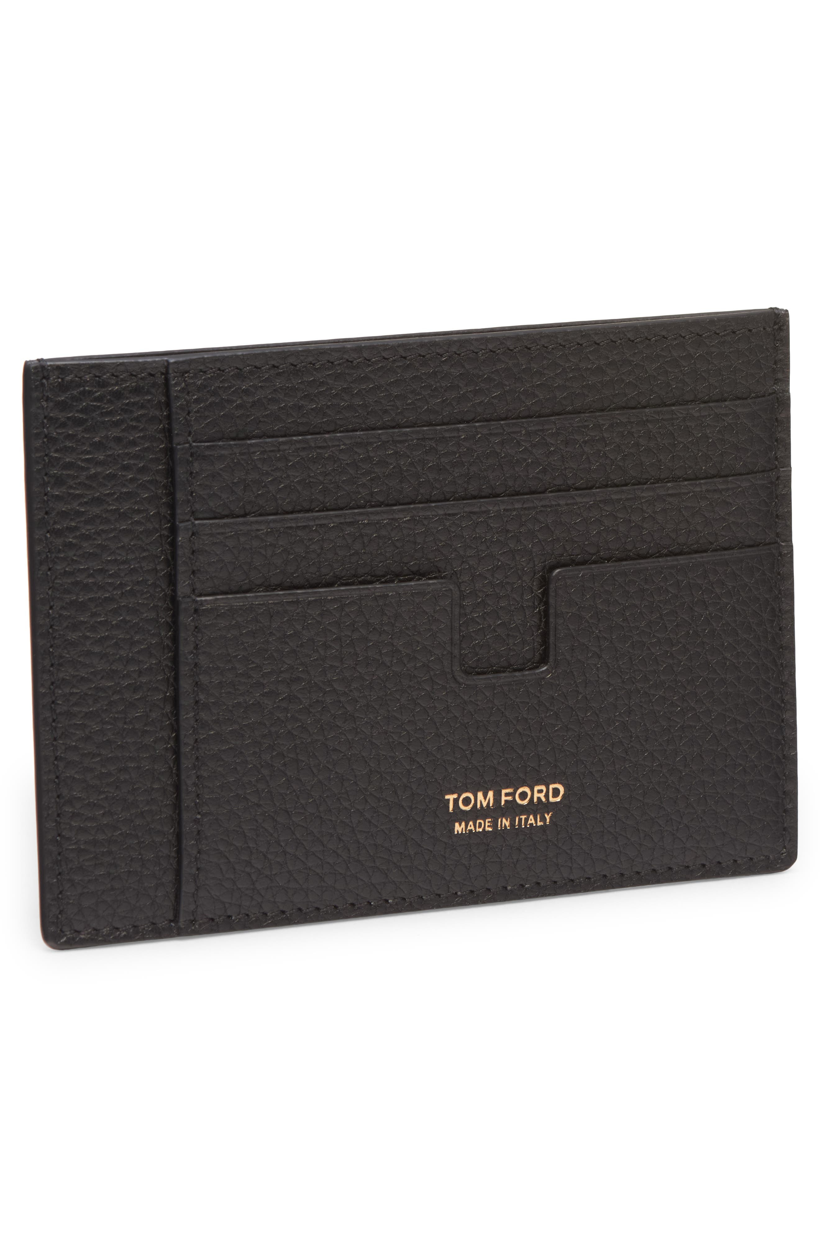 TOM FORD Large T-Line Soft Grain Leather Card Holder in 1N001 Black at Nordstrom - 2
