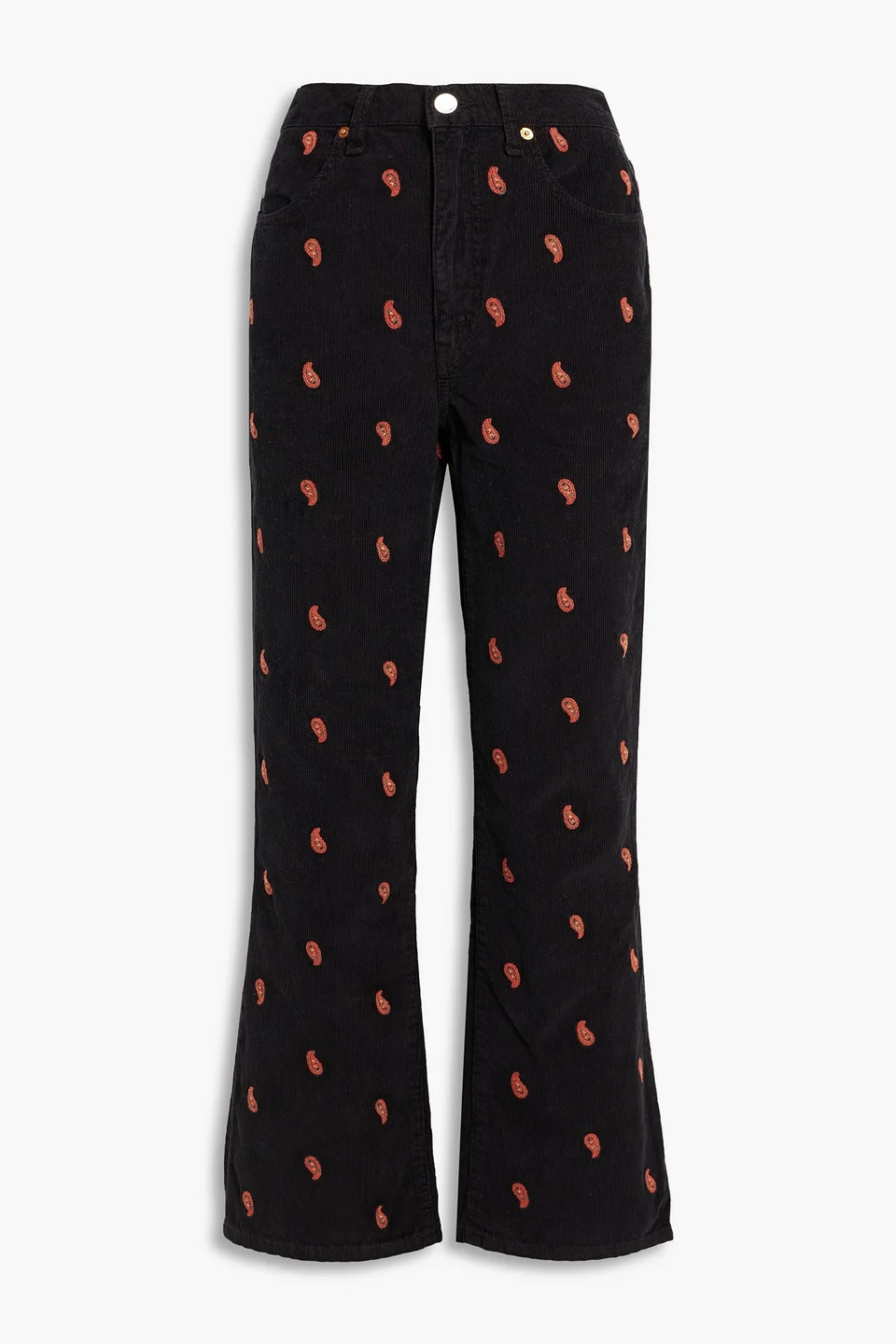 Embroidered cotton-corduroy flared pants - 1