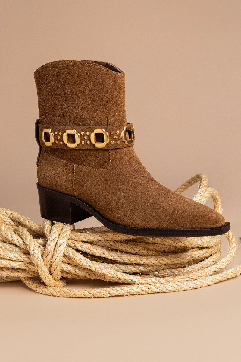 Larroudé Milan Rodeo Bootie In Russet Suede outlook