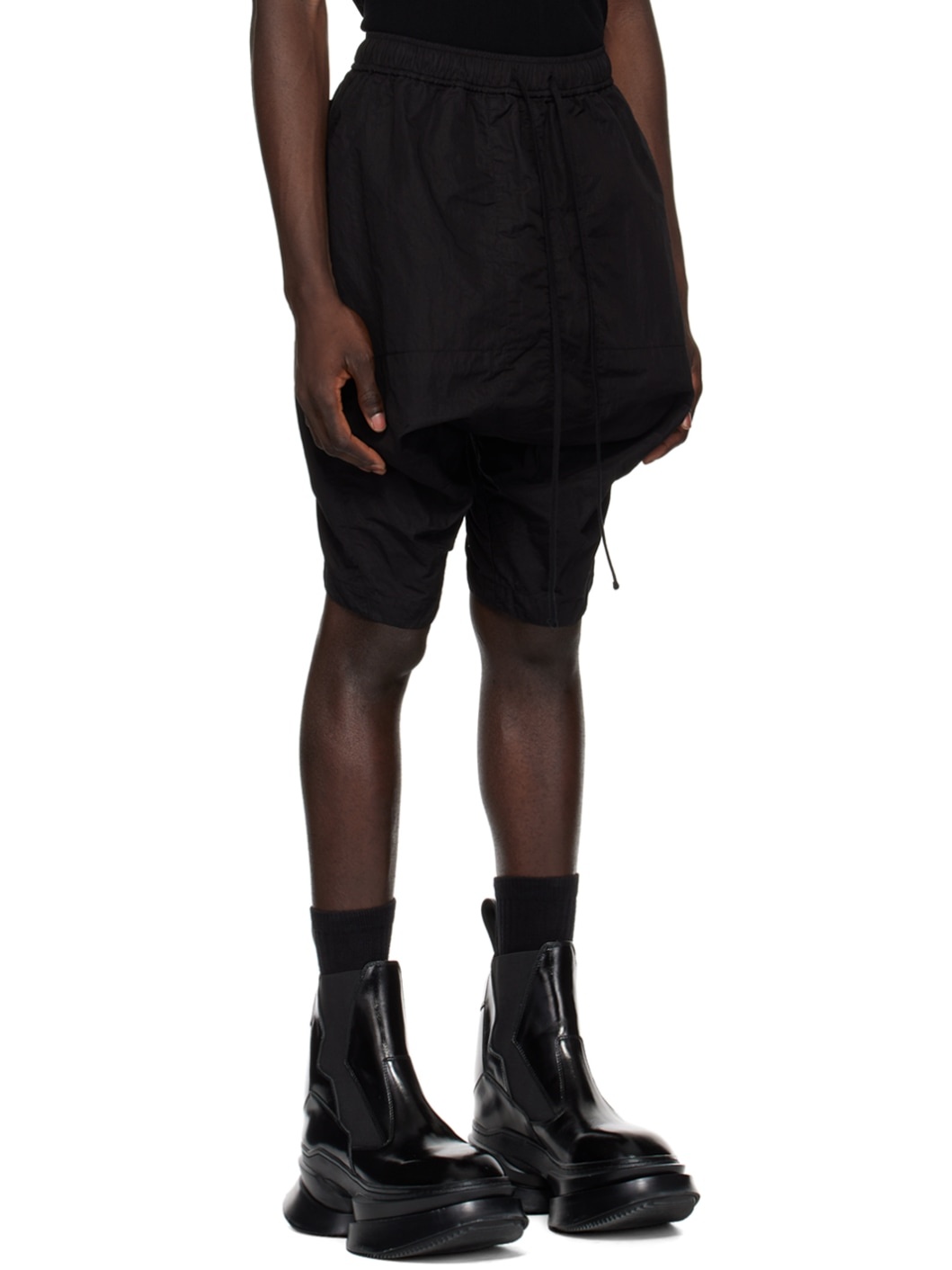 Black Drop Crotch Shorts - 2