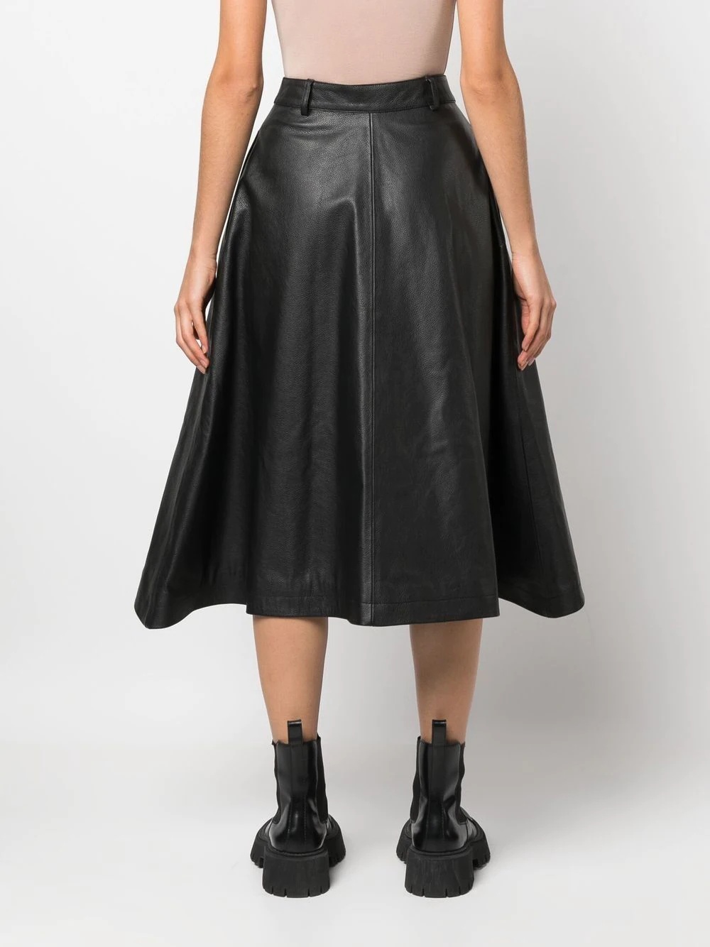 leather midi A-Line skirt - 4