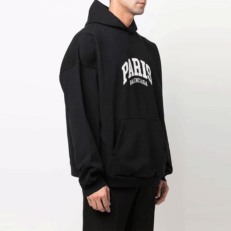 Balenciaga Cities Paris Hoodie Wide Fit 'Black White' 674986TLVL81070 - 5
