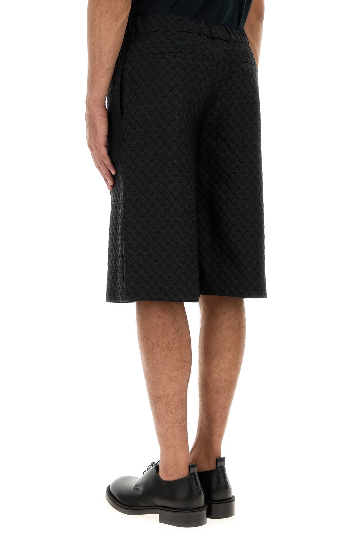 Black viscose blend bermuda shorts - 4