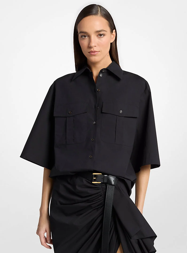 Washed Cotton Poplin Safari Shirt - 1