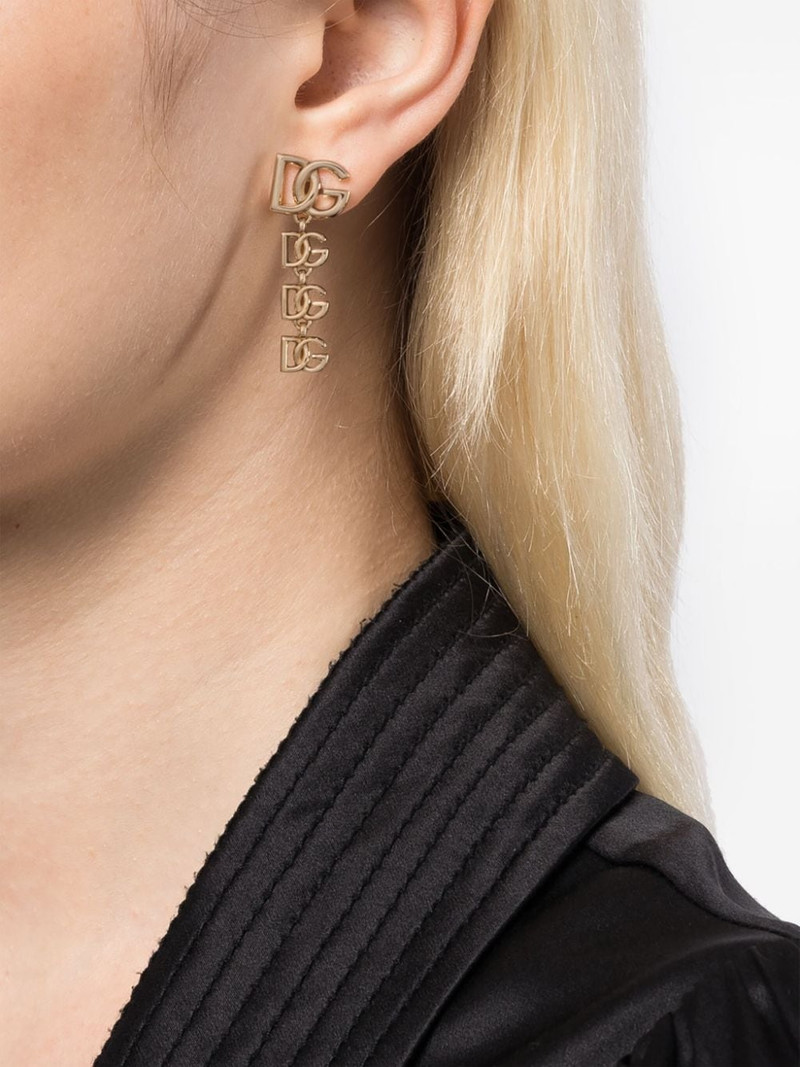 Dolce & Gabbana logo-plaque polished-finish earrings outlook