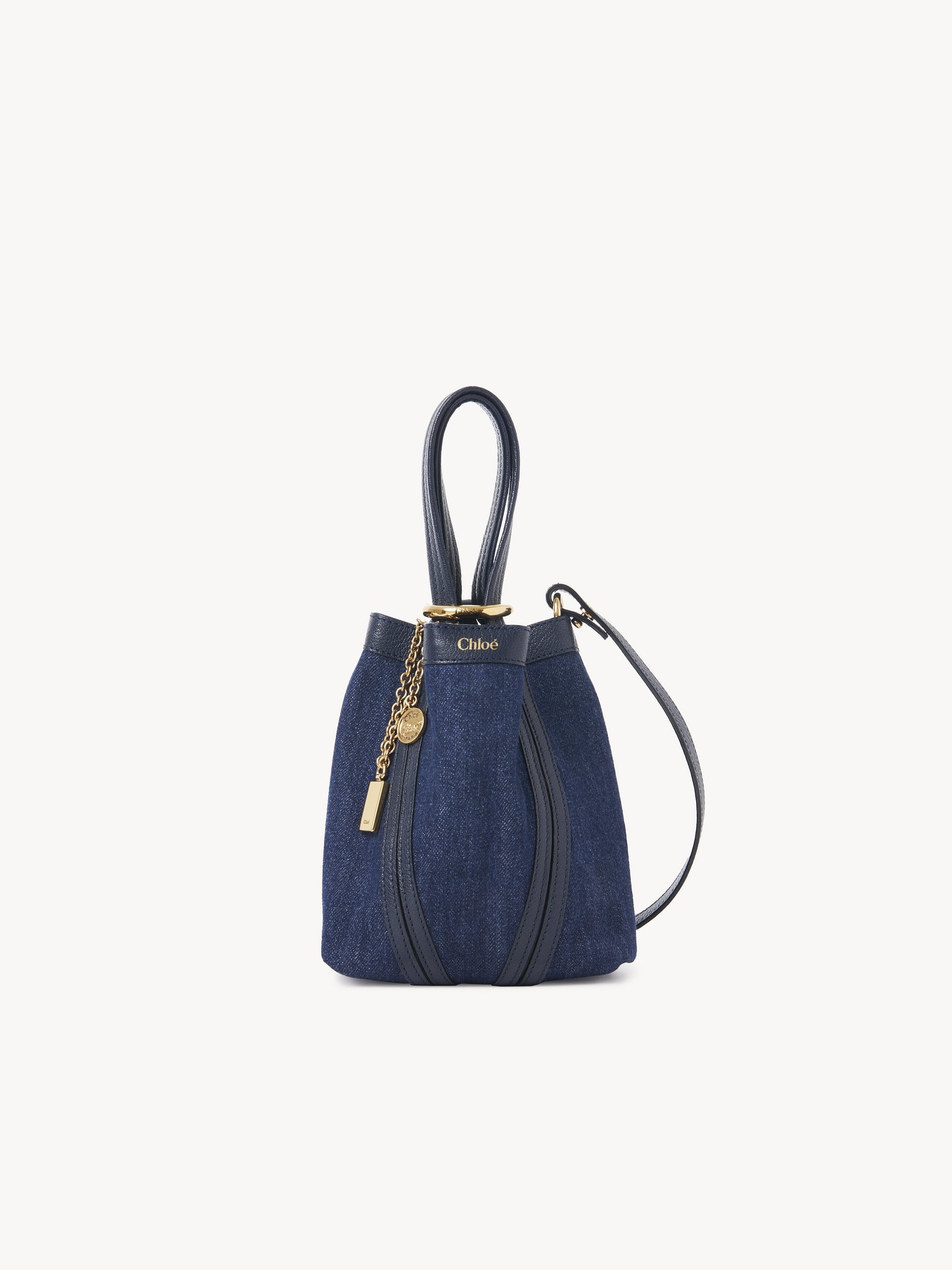 SMALL CHLOÉ SPIN TOTE BAG IN DENIM - 2