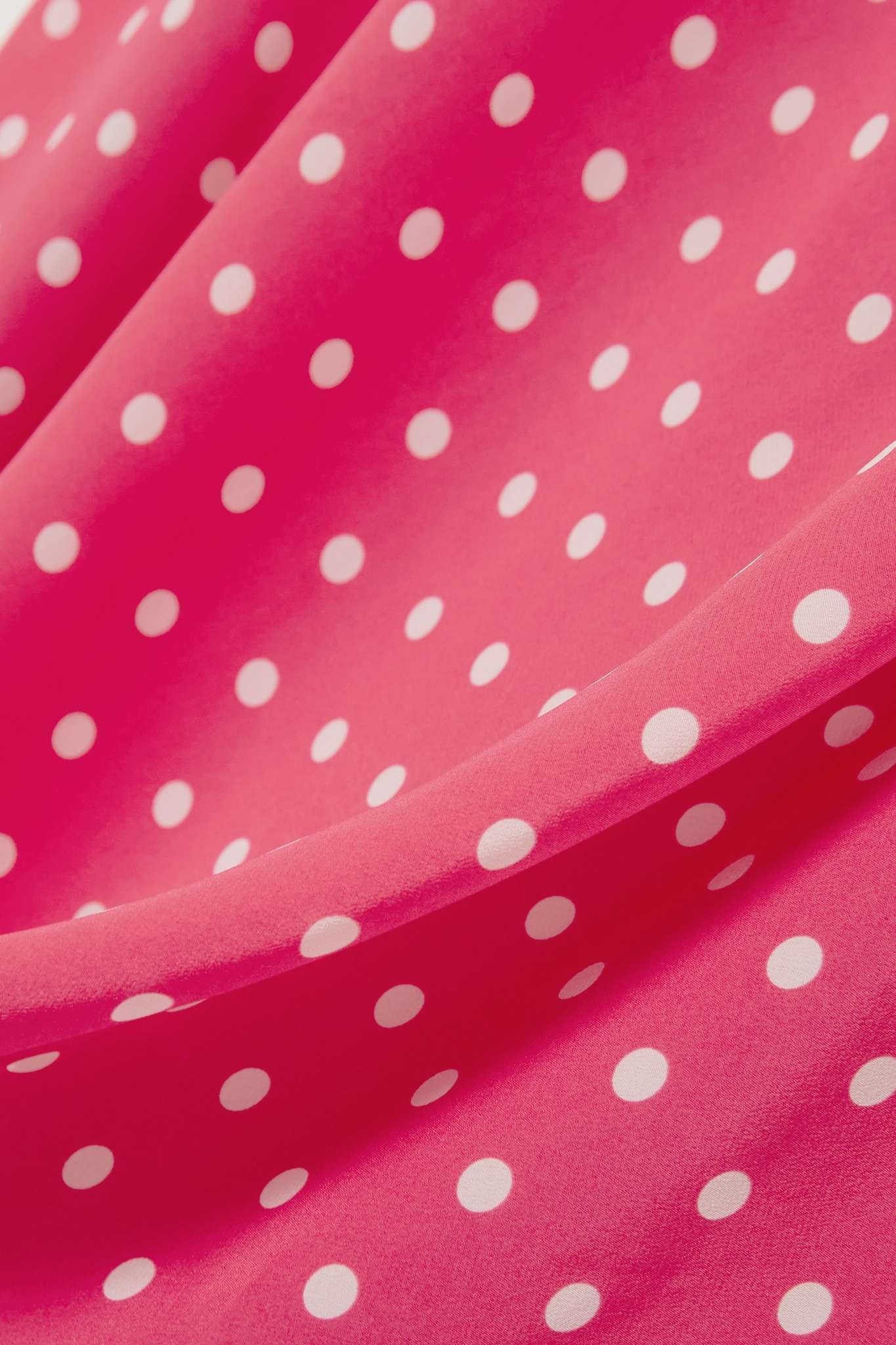 Asymmetric polka-dot silk crepe de chine midi dress - 4