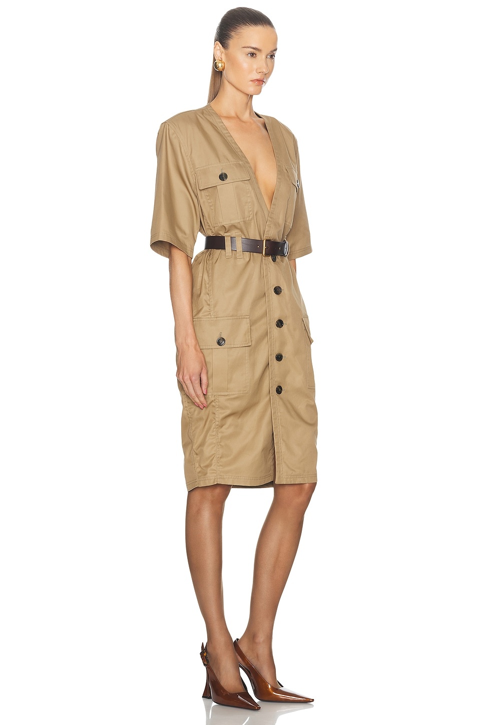 ワンピース SAINT LAURENT TWILL SAHARIENNE DRESS SAINT LAURENT Utility Shirt Dress | forward | REVERSIBLE