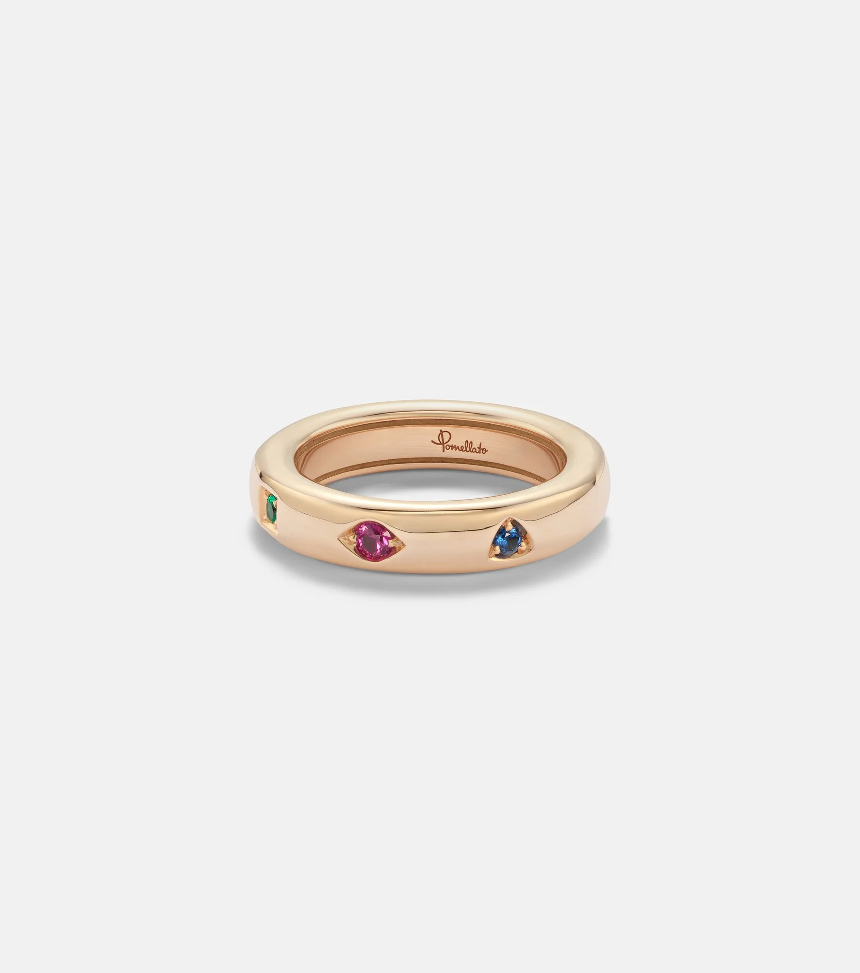 Iconica Extra Slim 18kt rose gold ring with gemstones - 1