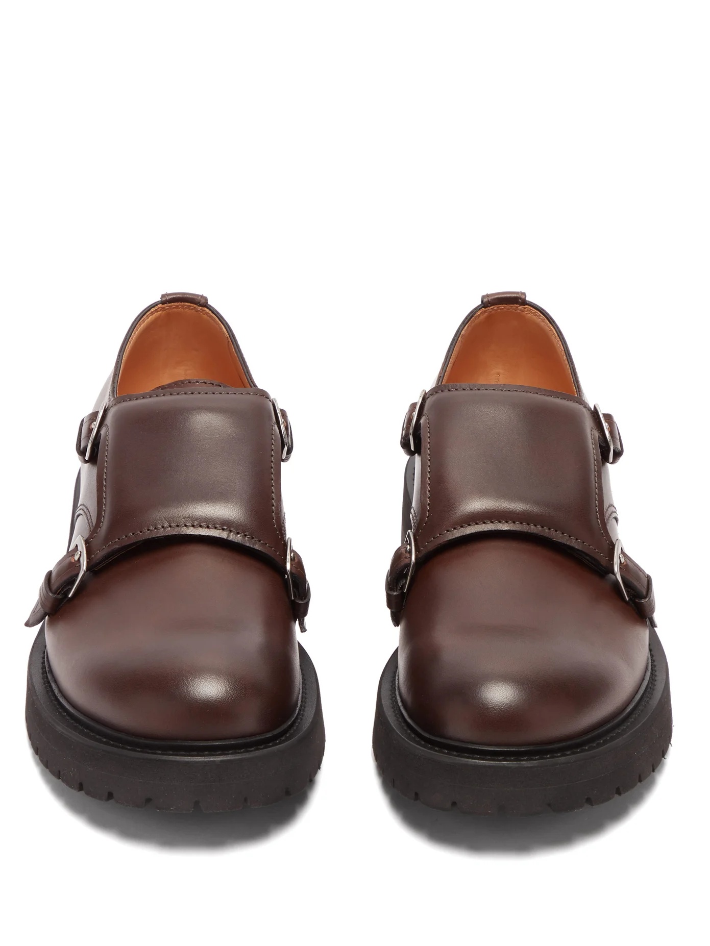 Chunky-sole monk-strap leather shoes - 5