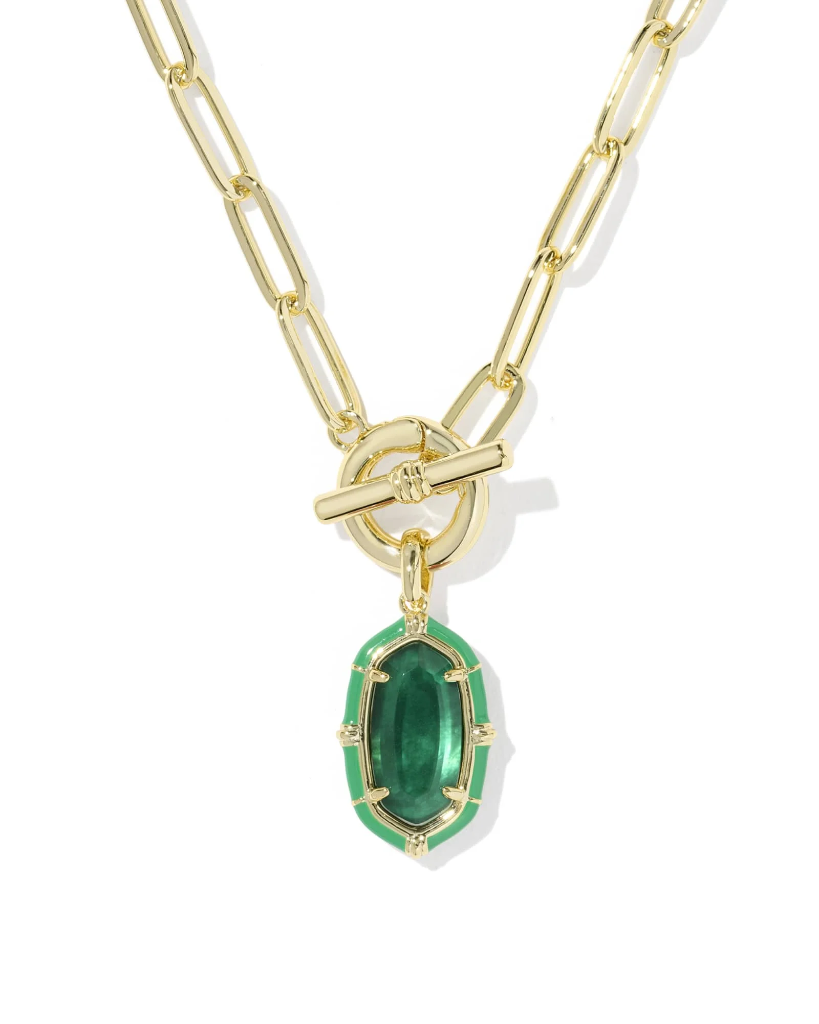 Elisa Gold Enamel Link and Chain Necklace - 1
