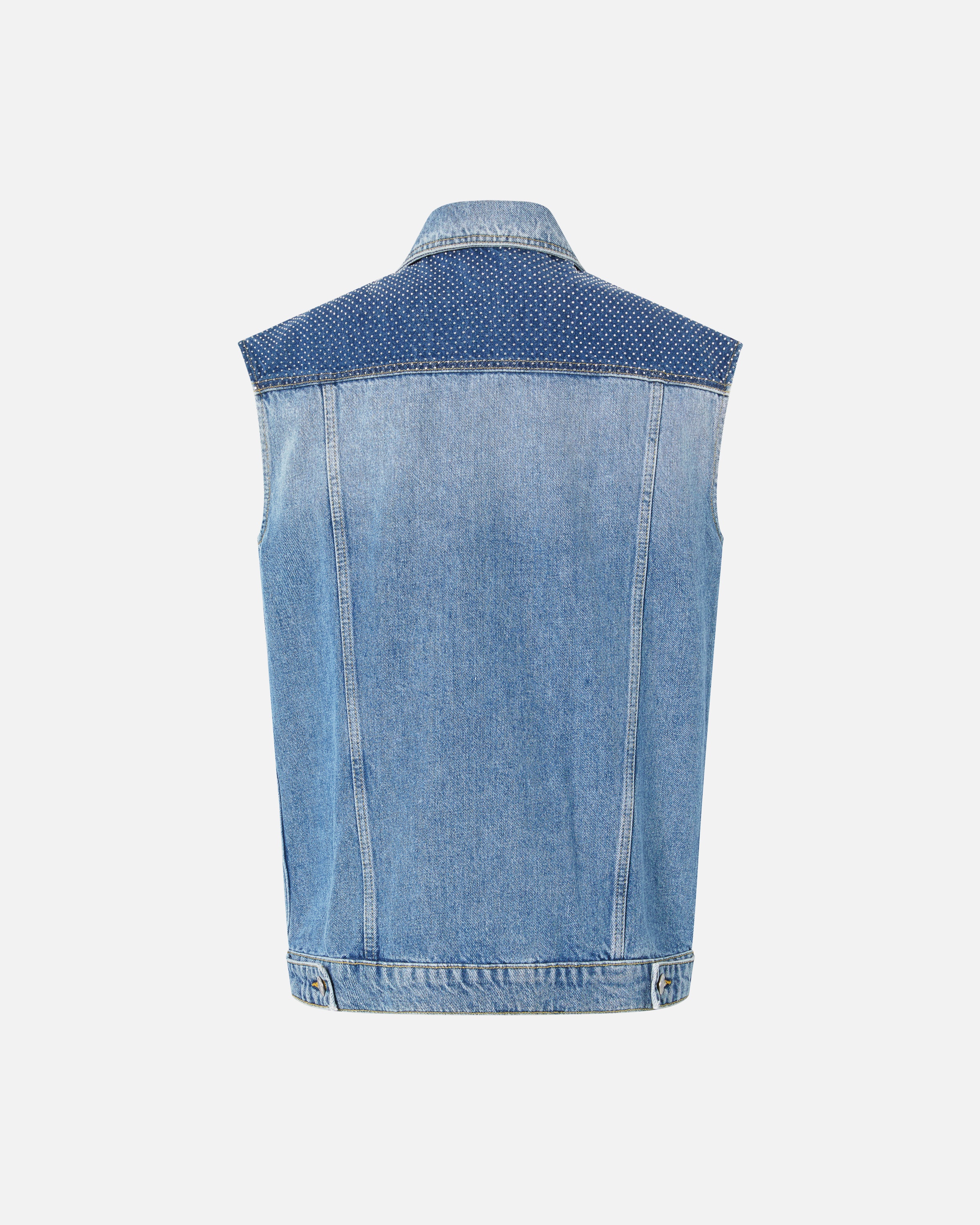 SLEEVELESS DENIM JACKET WITH MINI STUDS - 6