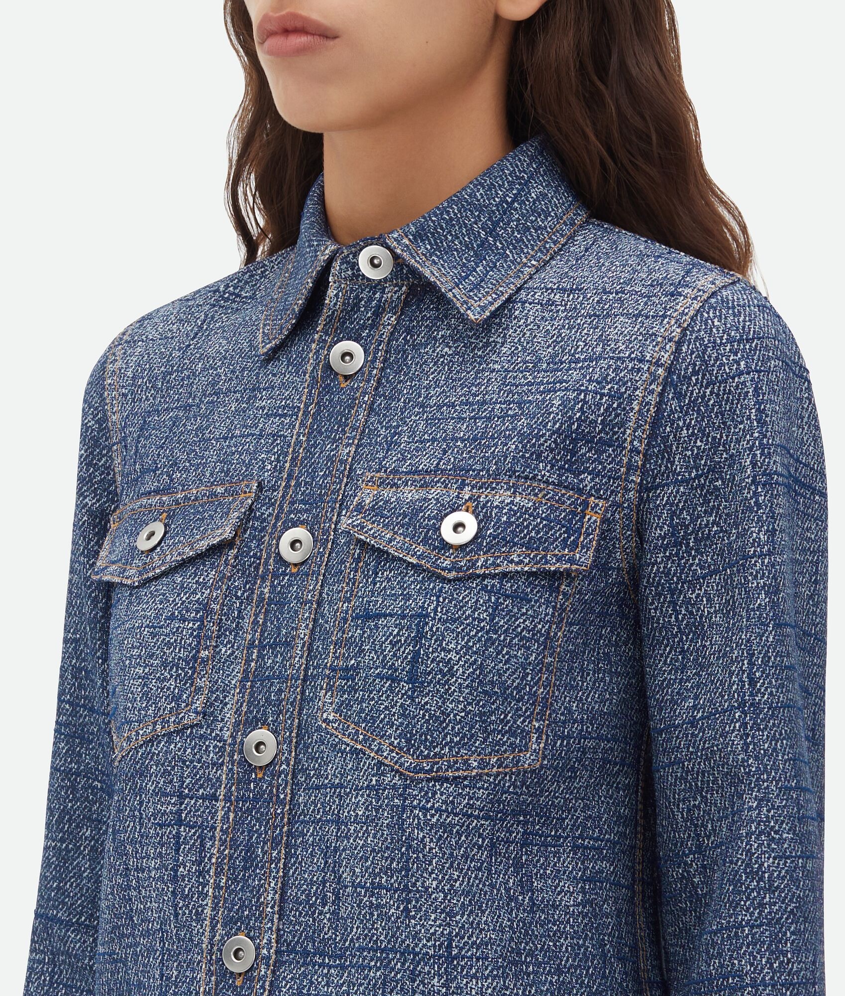 Textured Denim Viscose Shirt - 4