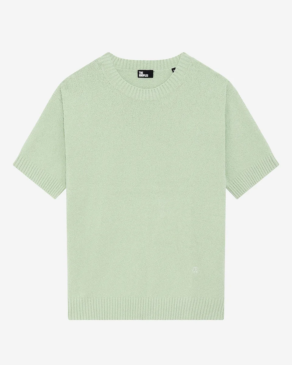 ALMOND GREEN SHORT-SLEEVED SWEATER - 1