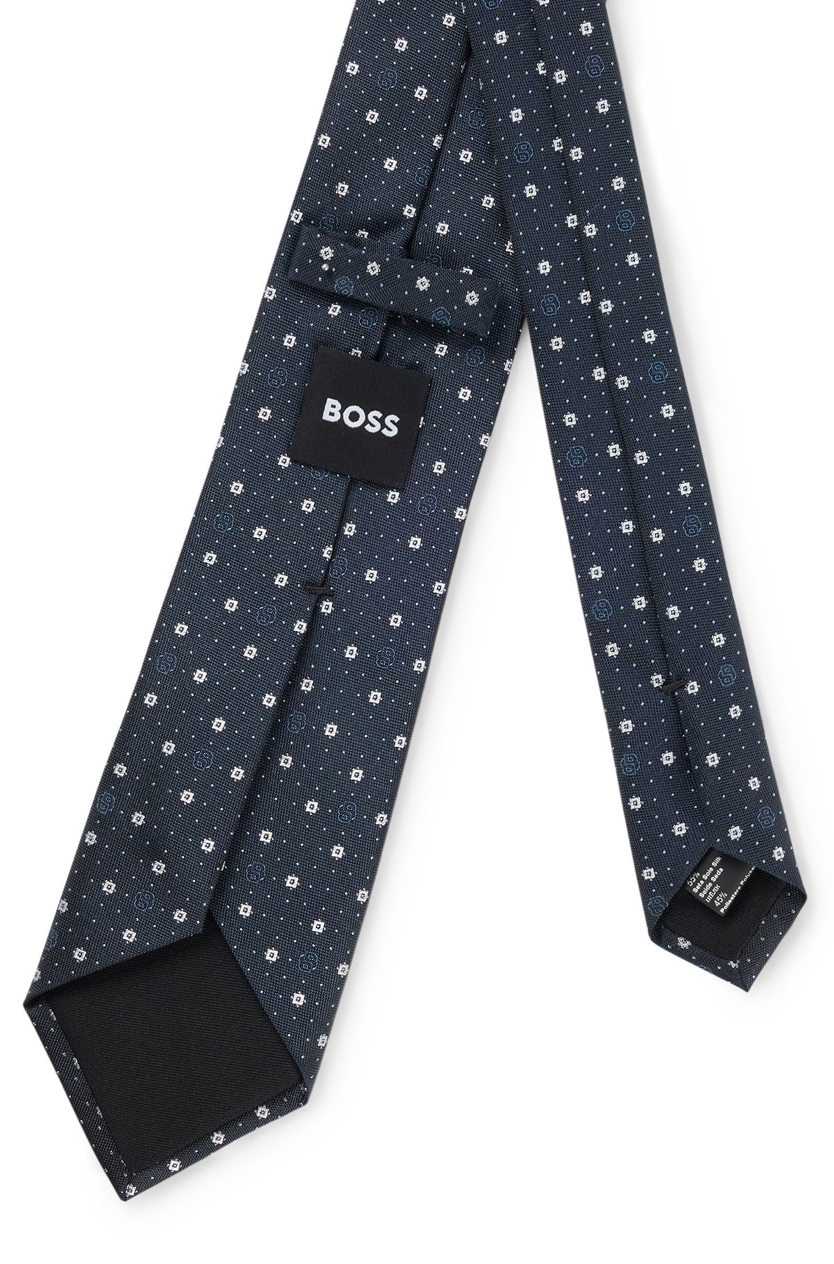 SILK-BLEND TIE WITH MICRO DOUBLE B MONOGRAMS - 5