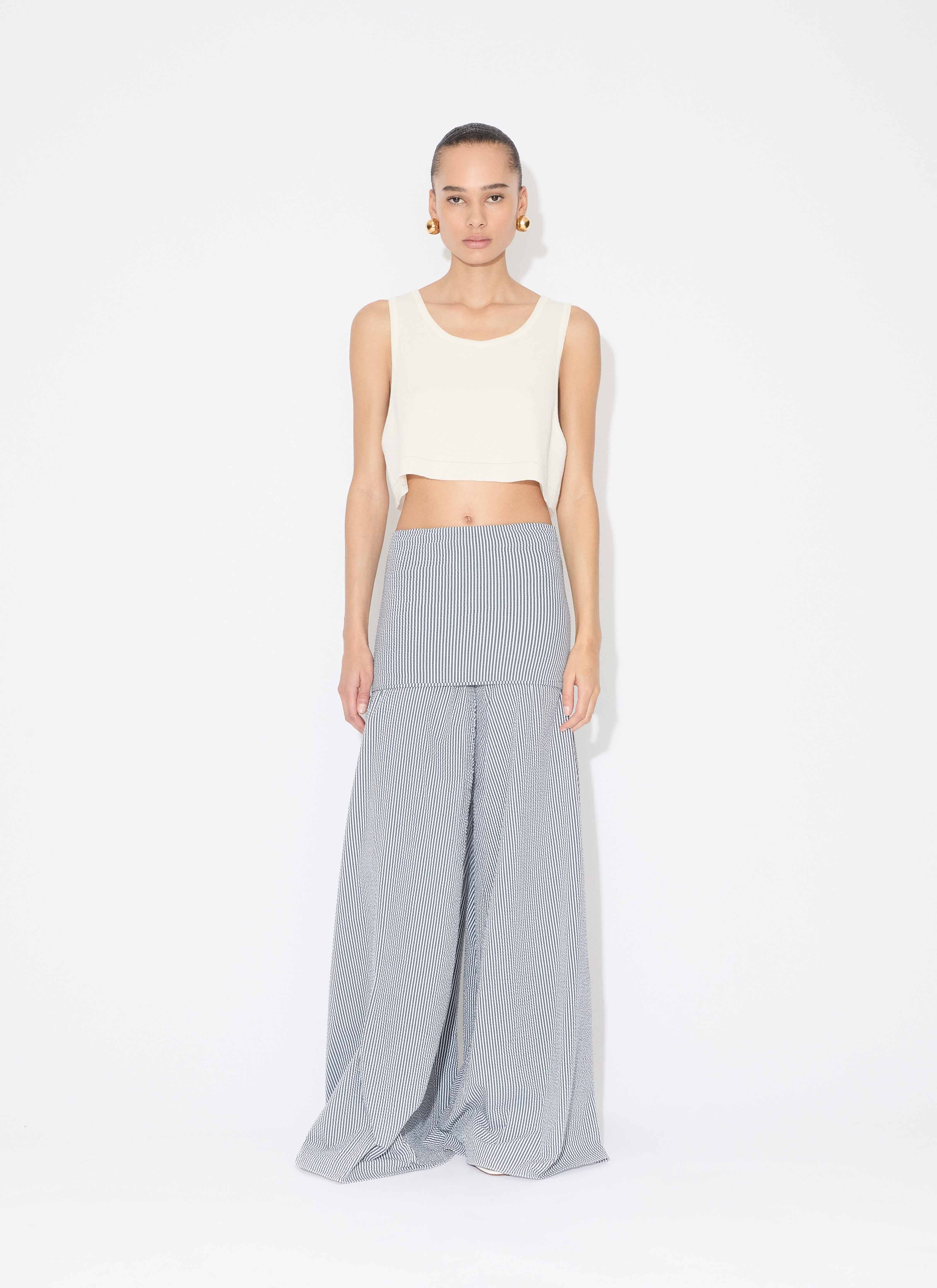 STRIPED SEERSUCKER COTTON BUSTIER JUMPSUIT - 2