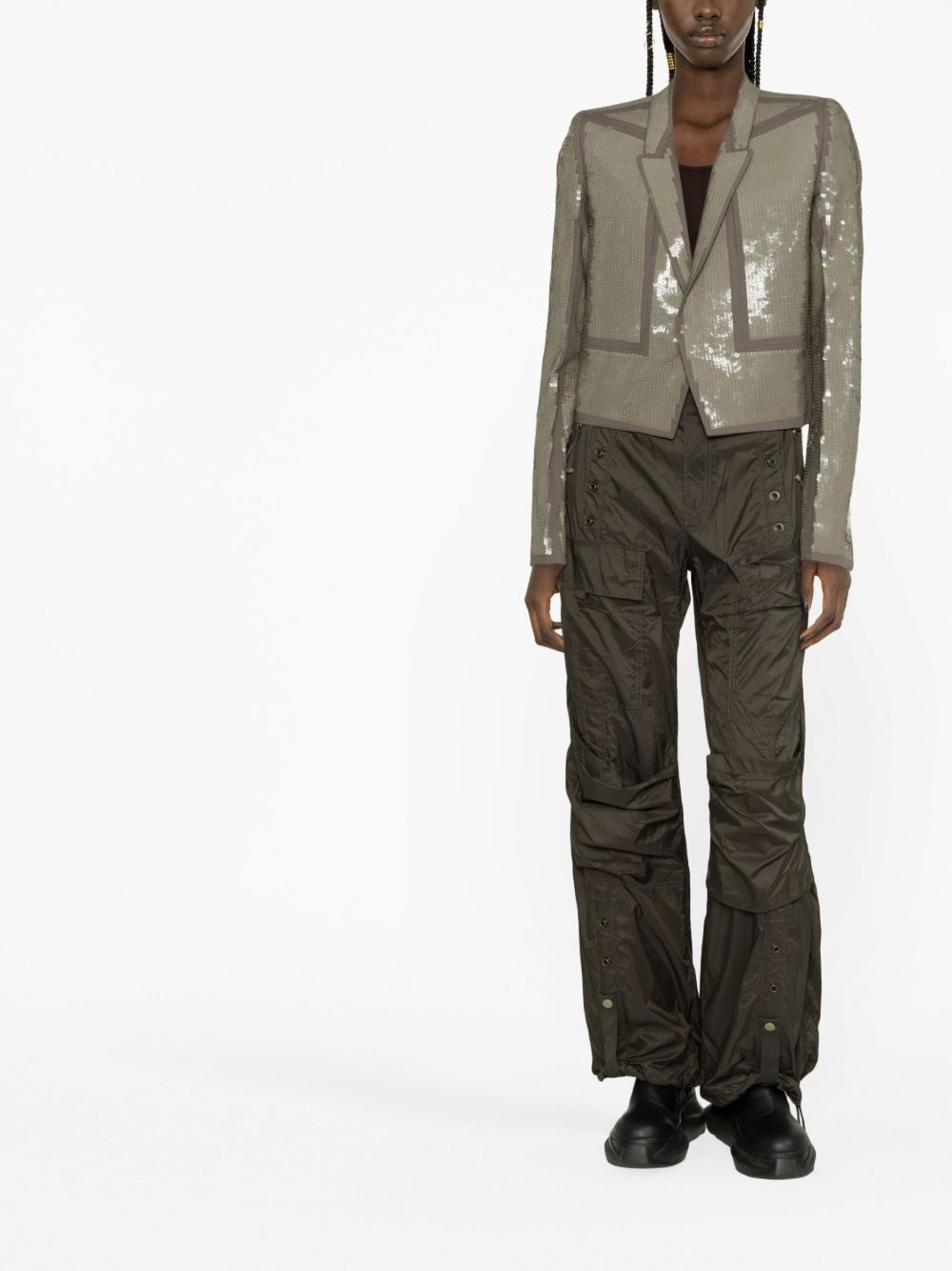 sequinned-embellished cropped jacket - 2