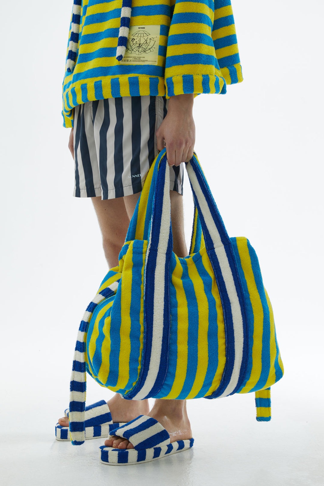 YELLOW & AZURE STRIPED COTTON BAG - 4