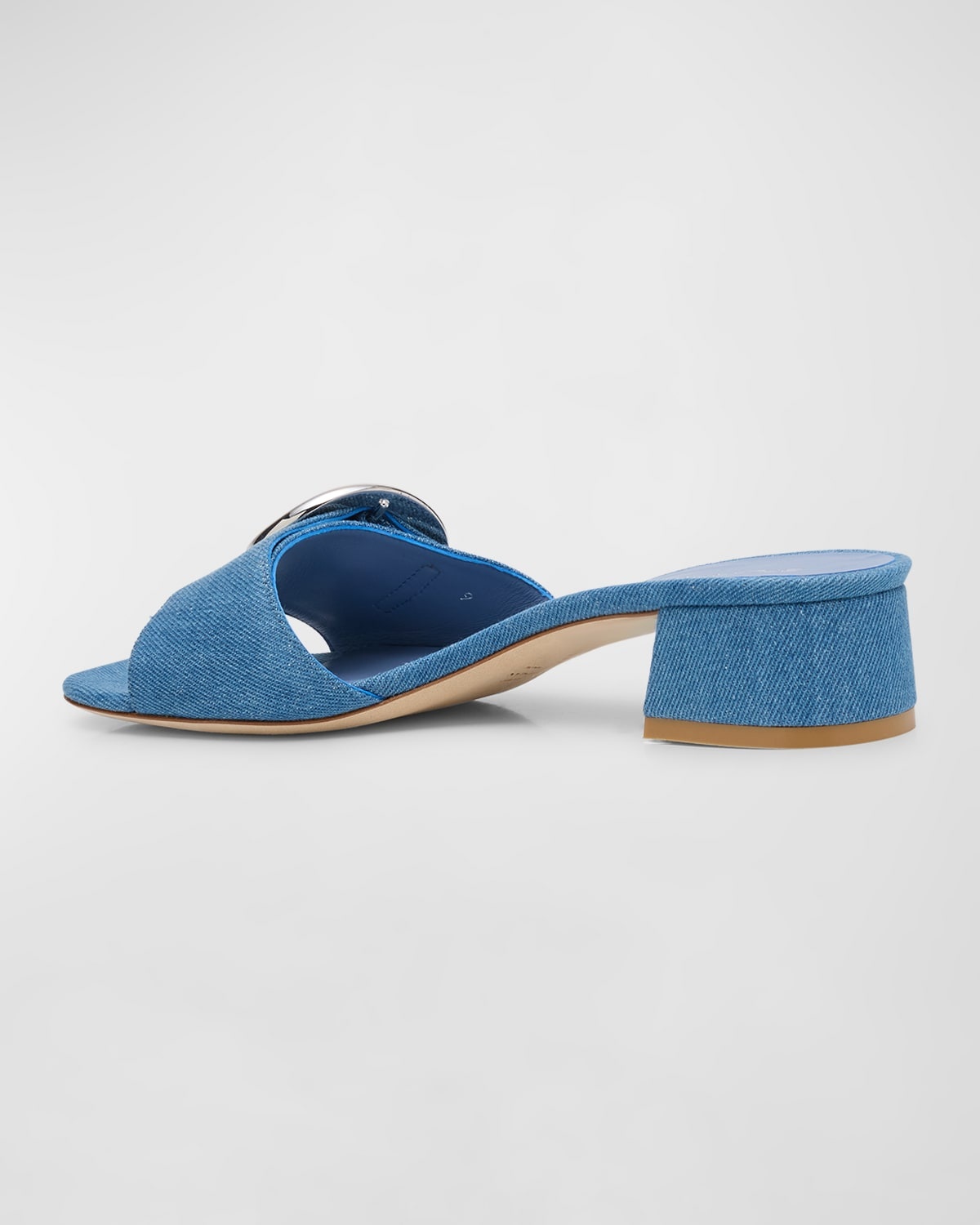 Benni Denim Buckle Slide Mule Sandals - 4