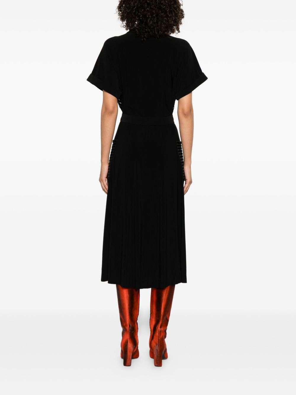 pleated striped midi dress - 4
