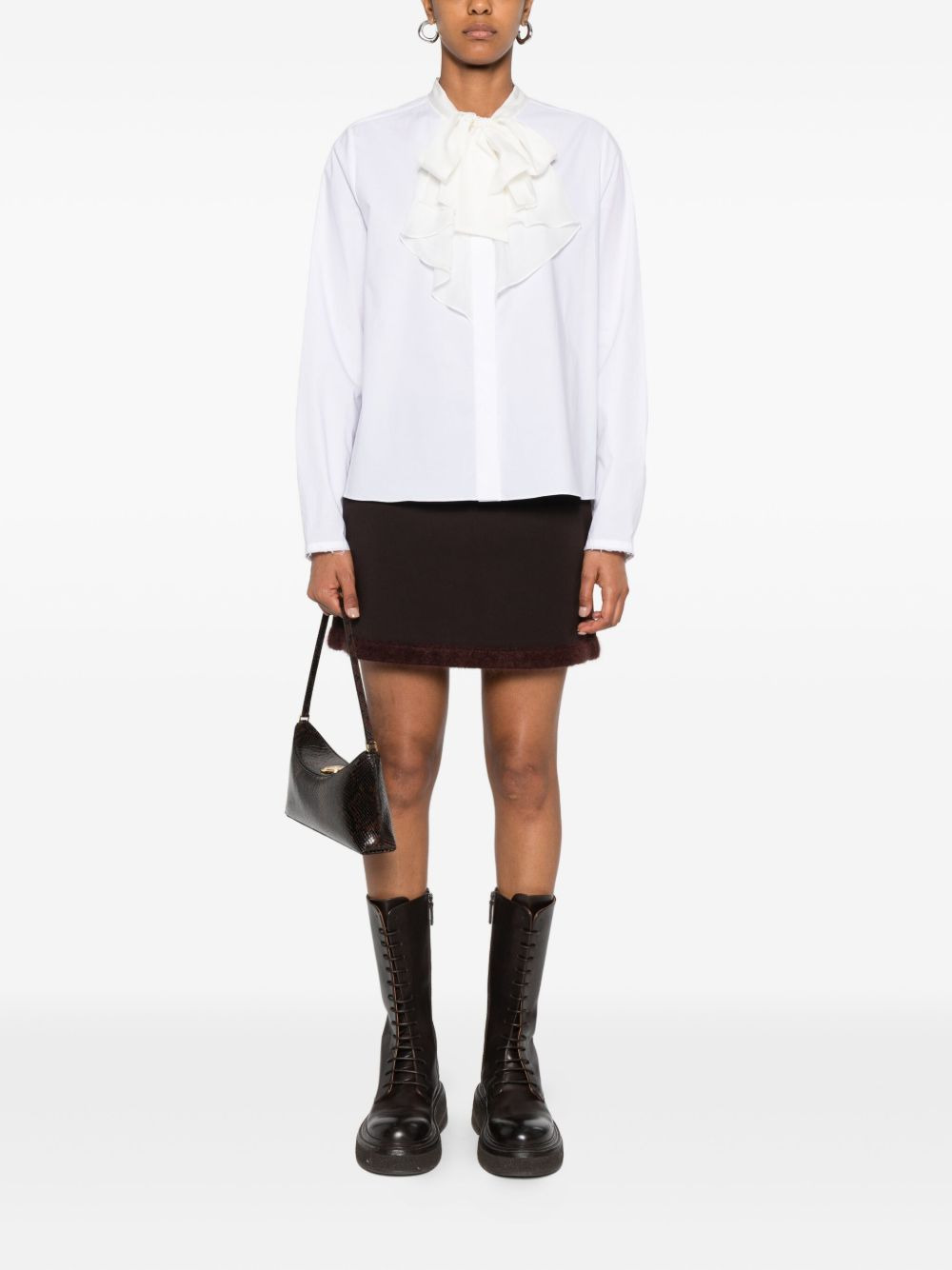 draped-bow ruffled blouse - 2