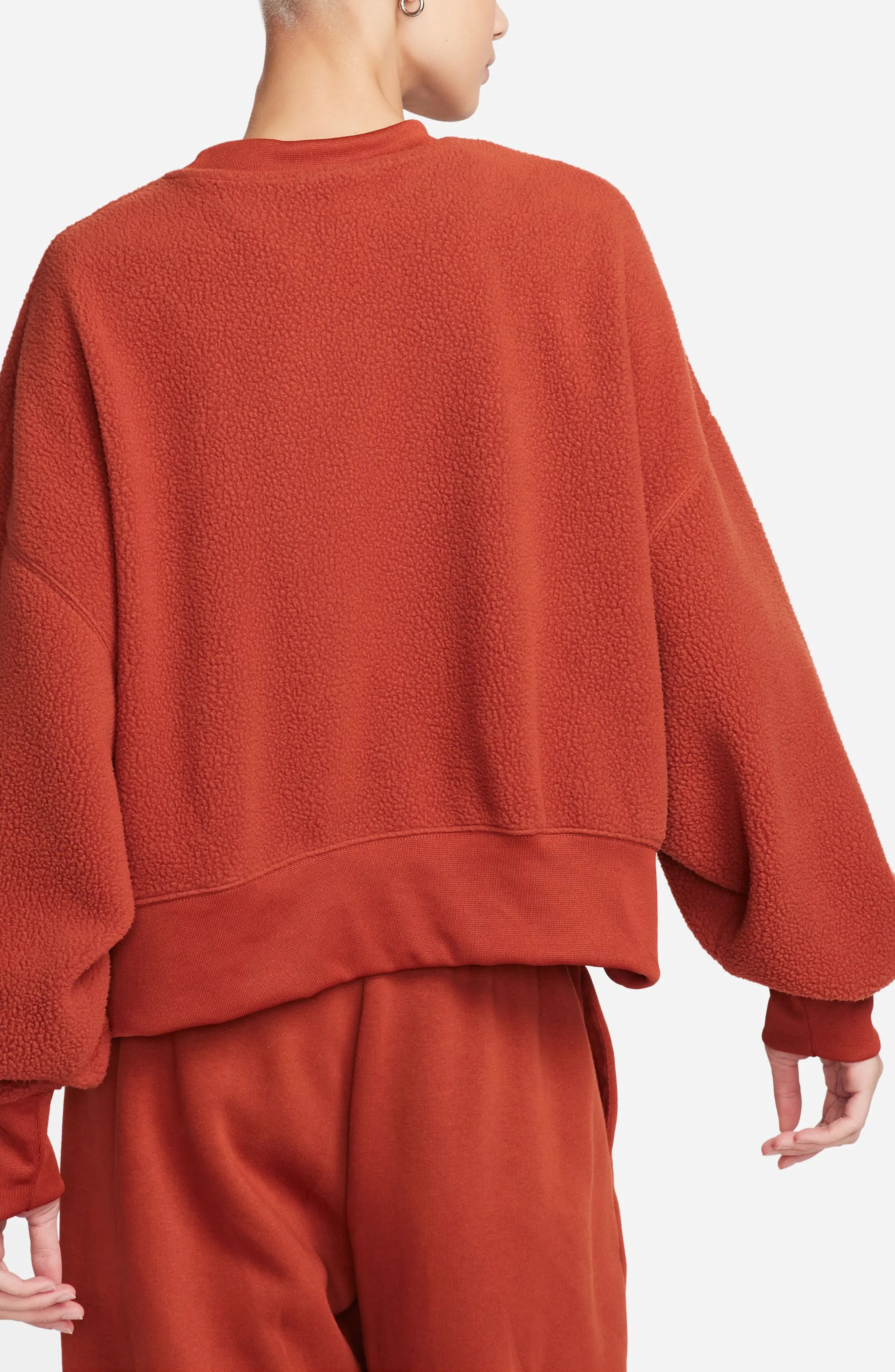 Oversize Fleece Crop Crewneck Sweatshirt in Rugged Orange/Rugged Orange - 2