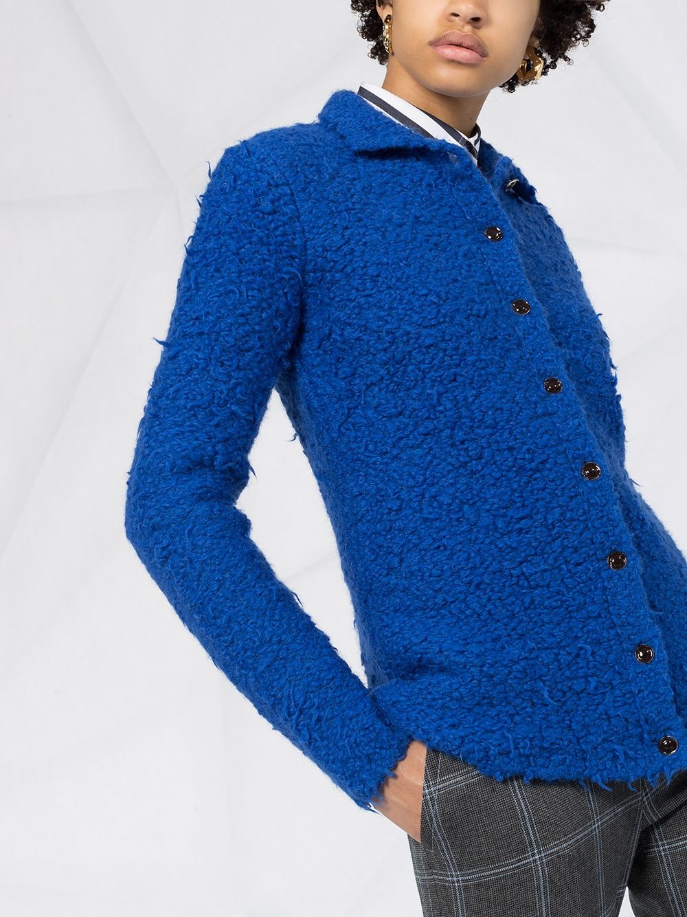 textured fitted cardigan - 3