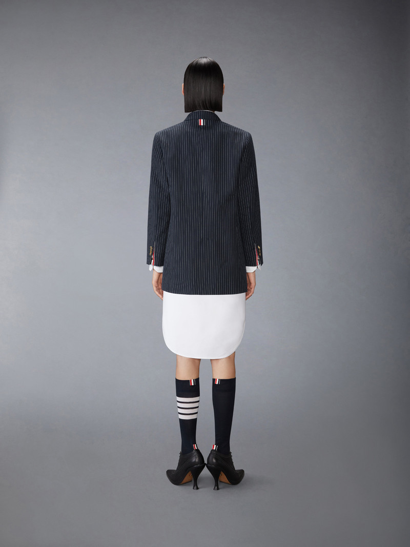 PINSTRIPE HIGH TWIST WOOL SACK SPORTCOAT DRESS 4