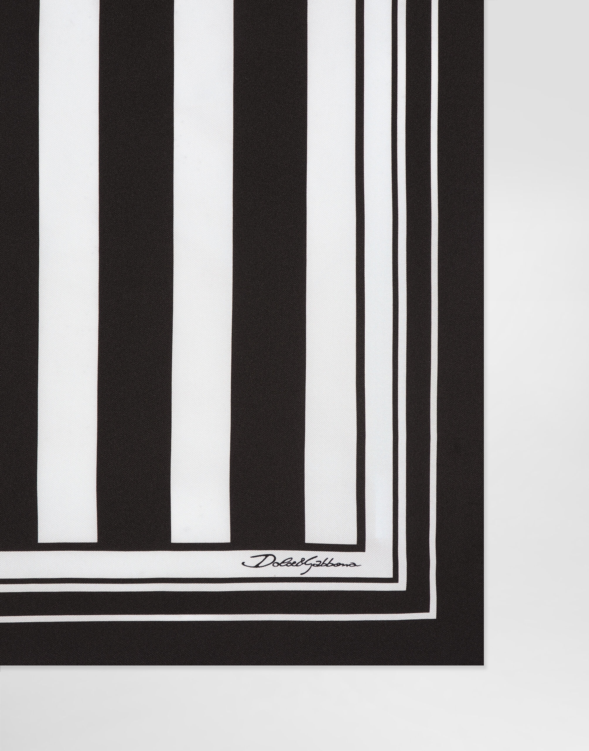 Striped-print silk twill foulard (50 x 50) - 2