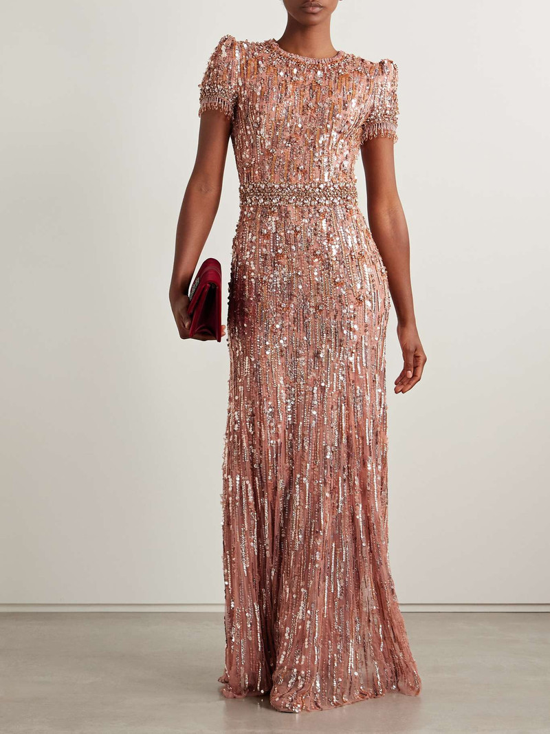 JENNY PACKHAM Roxy embellished tulle gown Pastel pink outlook