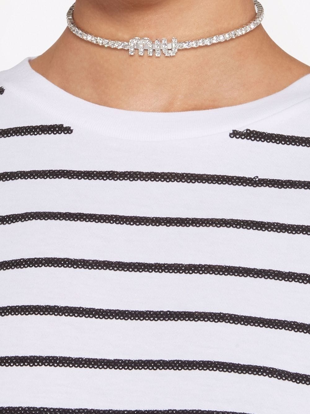crystal-embellished logo necklace - 2