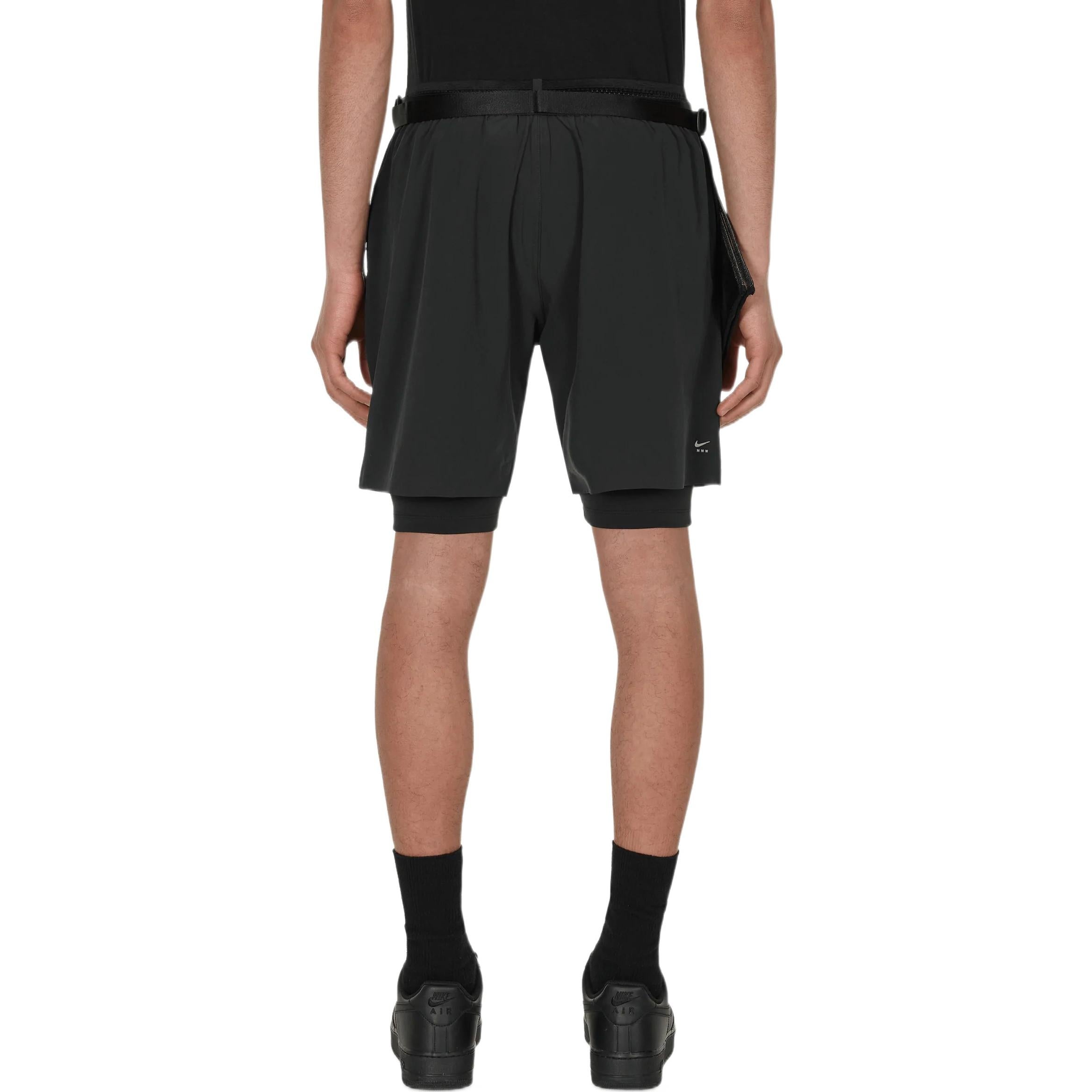 Nike x MMW Crossover SS22 Solid Color Belt Straight Shorts Black DD9439-010 - 4