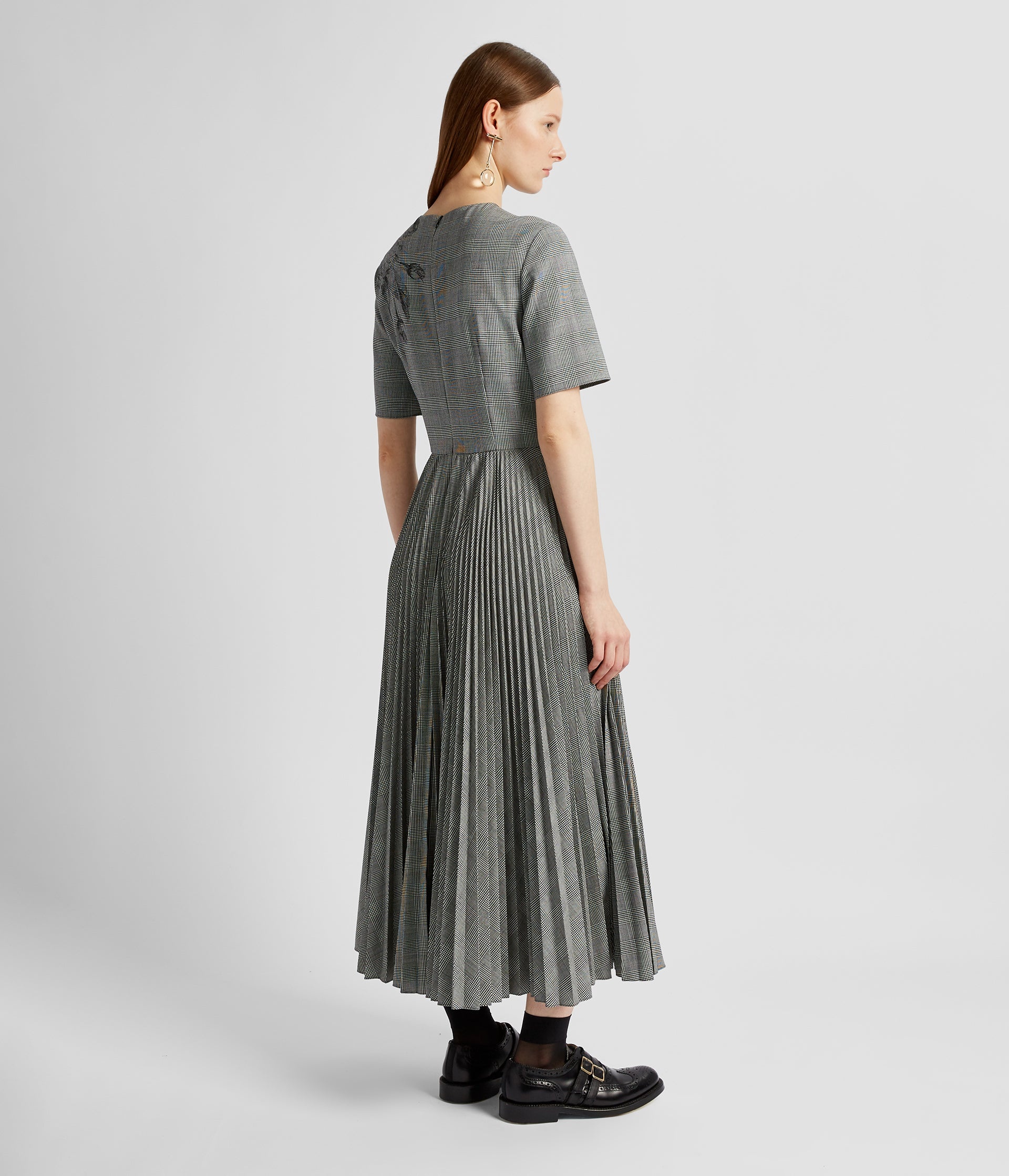 SHORT SLEEVE PLEATED MIDI DRESS - 3