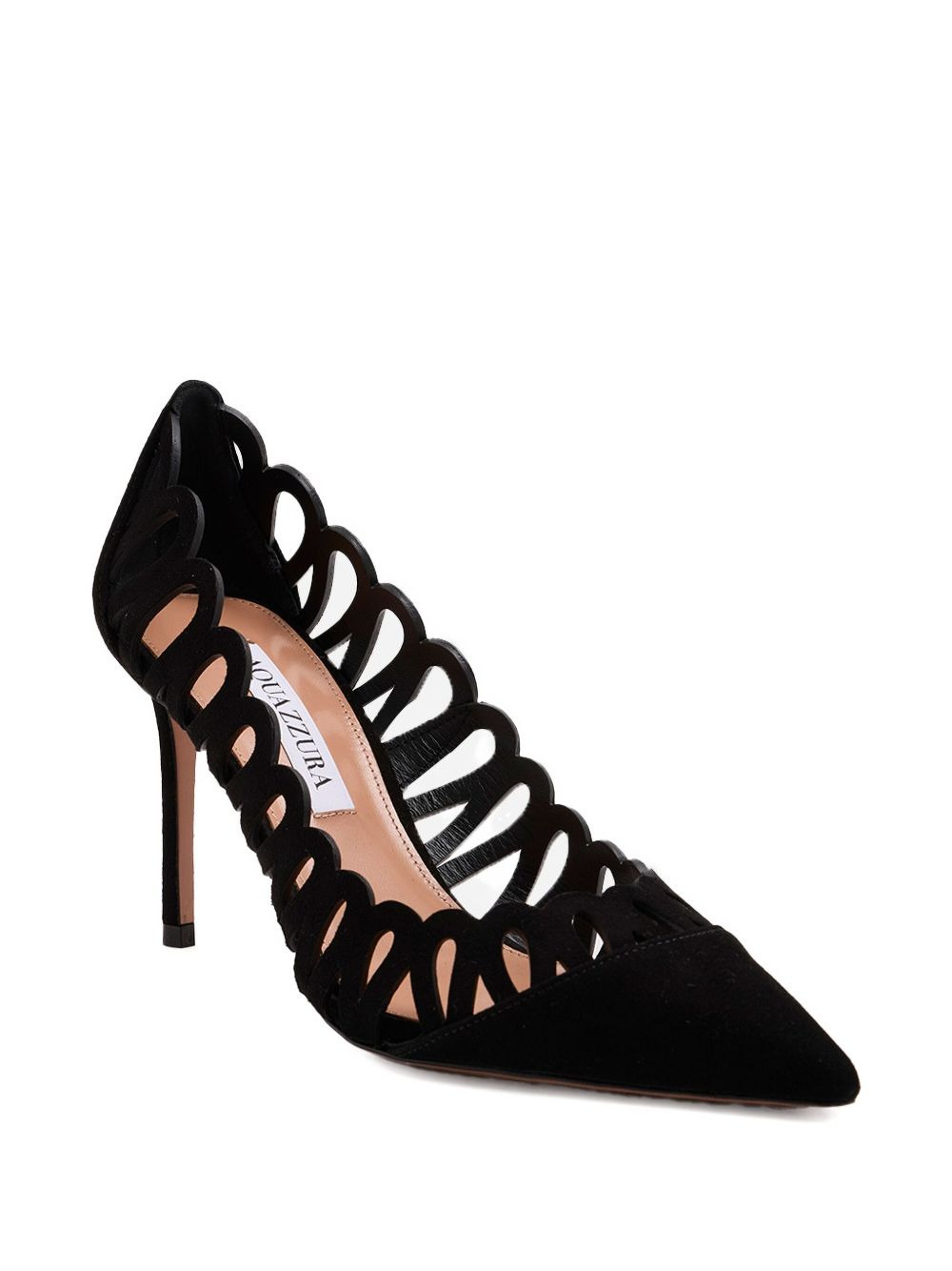 85mm Peep cut-out suede pumps - 2