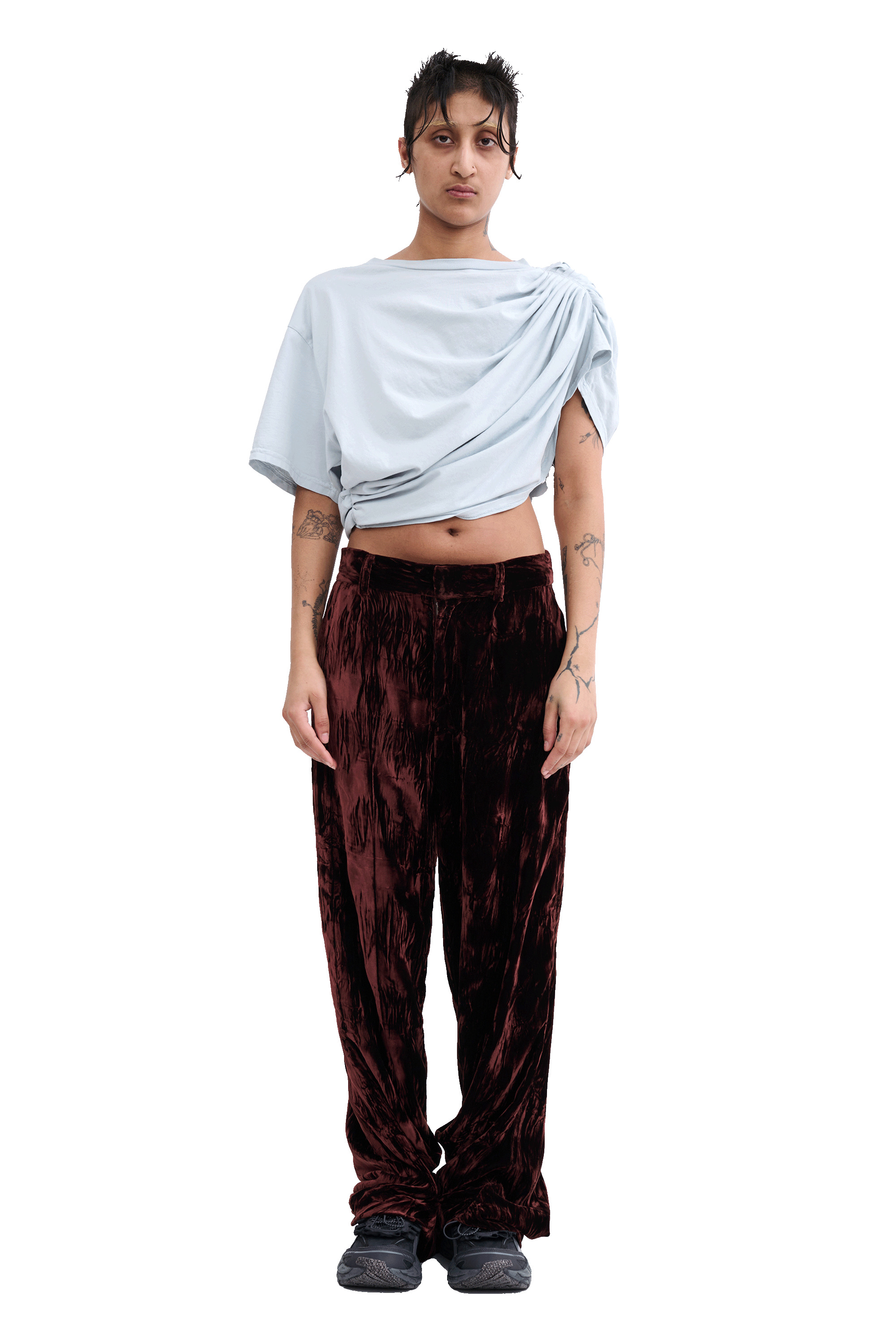 BROWN VELVET DANTE TROUSER - 1
