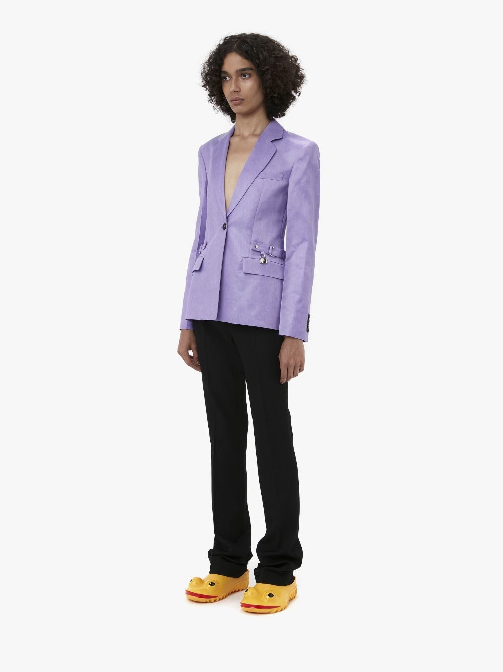 PADLOCK STRAP SINGLE-BREASTED BLAZER - 4