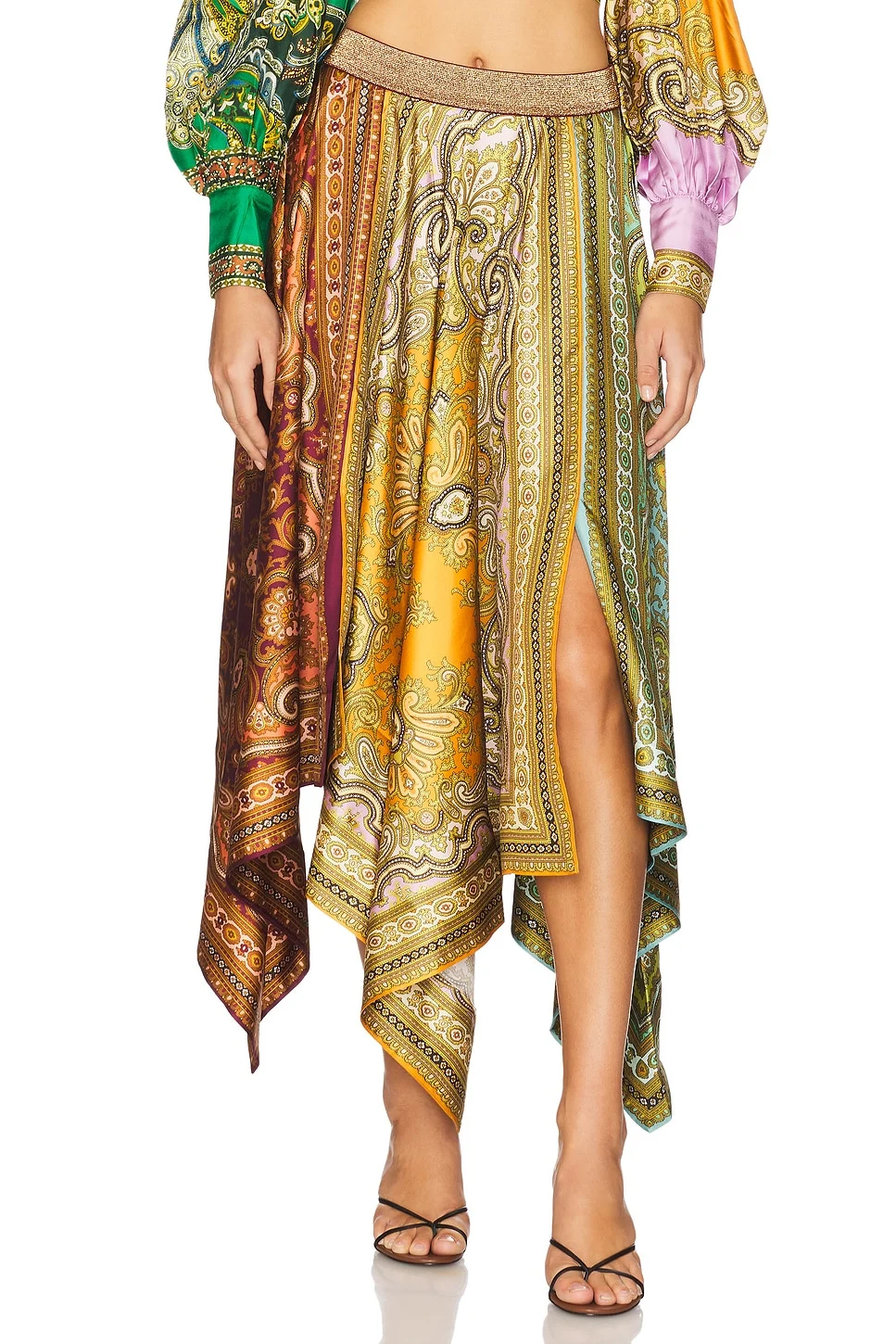 Clemenza Spliced Scarf Silk Skirt - 1