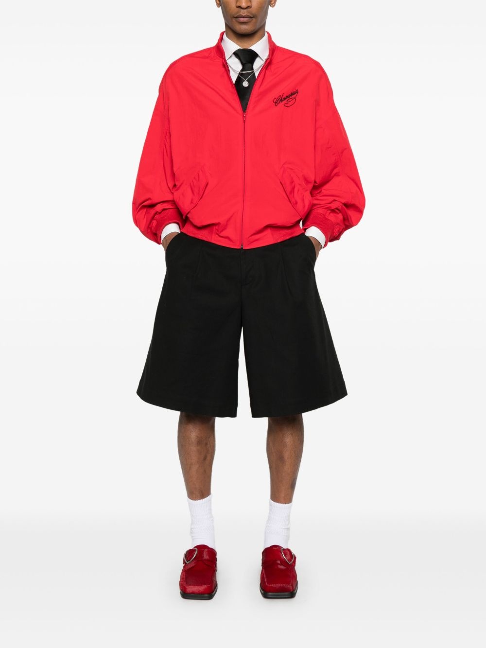 logo-embroidered bomber jacket - 2