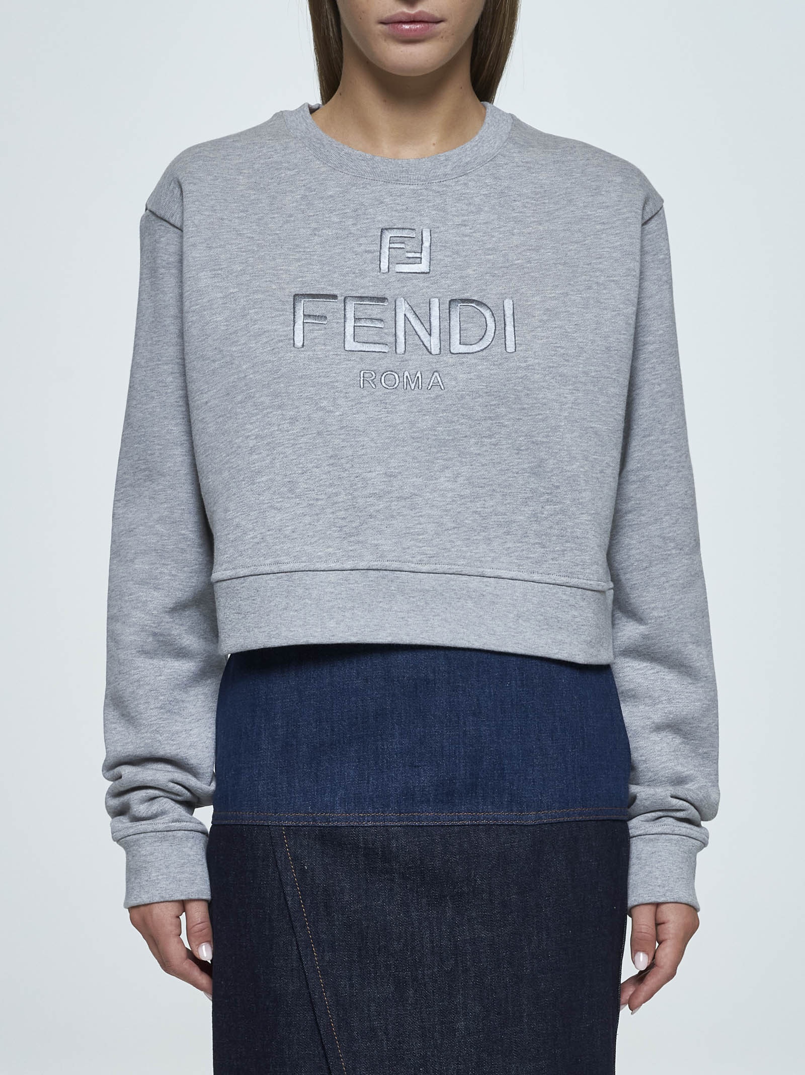 Logo cotton cropped sweatshirt - 2