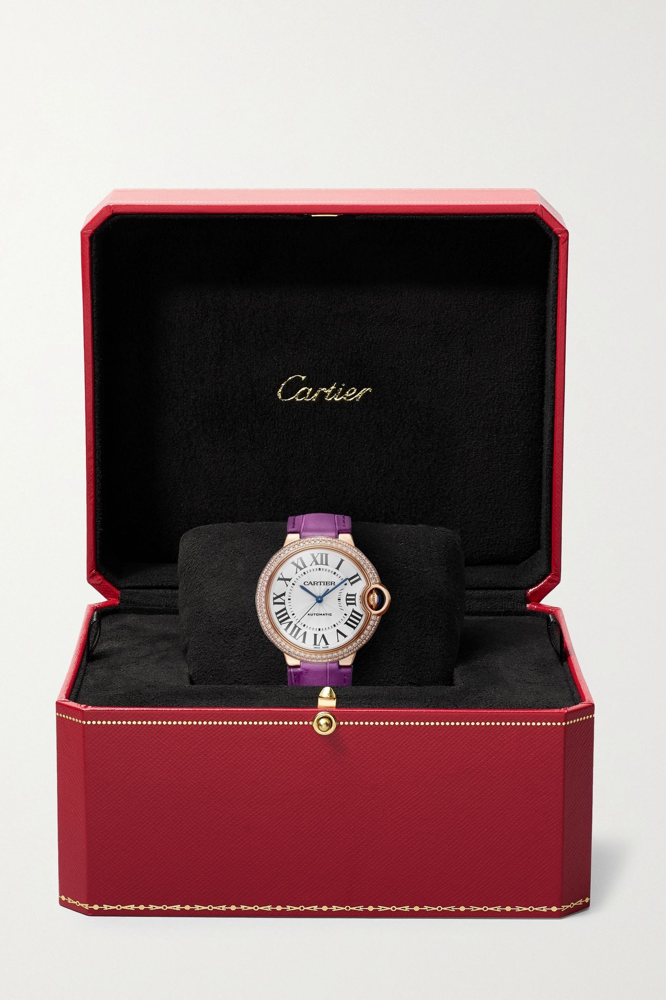 Ballon Bleu de Cartier Automatic 36mm 18-karat pink gold, alligator and diamond watch - 7