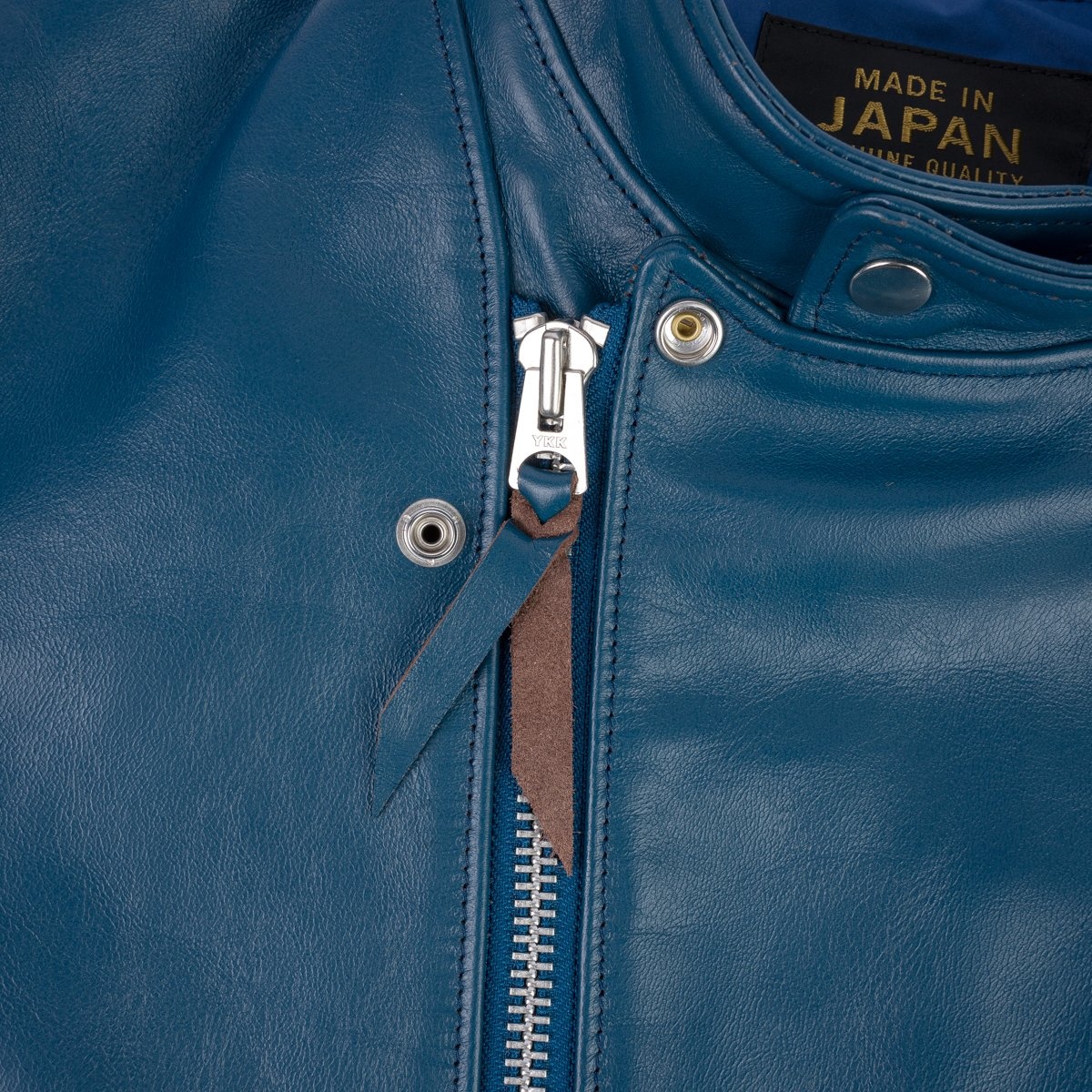 IHJ-128-BLU Japanese Horsehide Double Motorcycle Jacket - Blue - 10