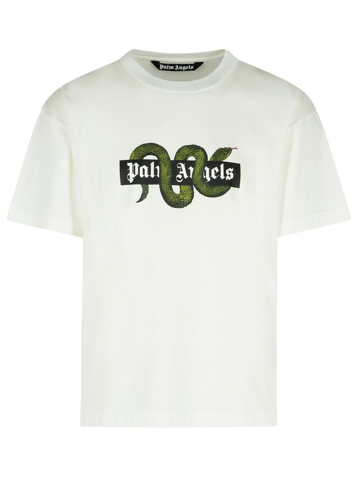 Palm Angels White Cotton T-Shirt Men - 1