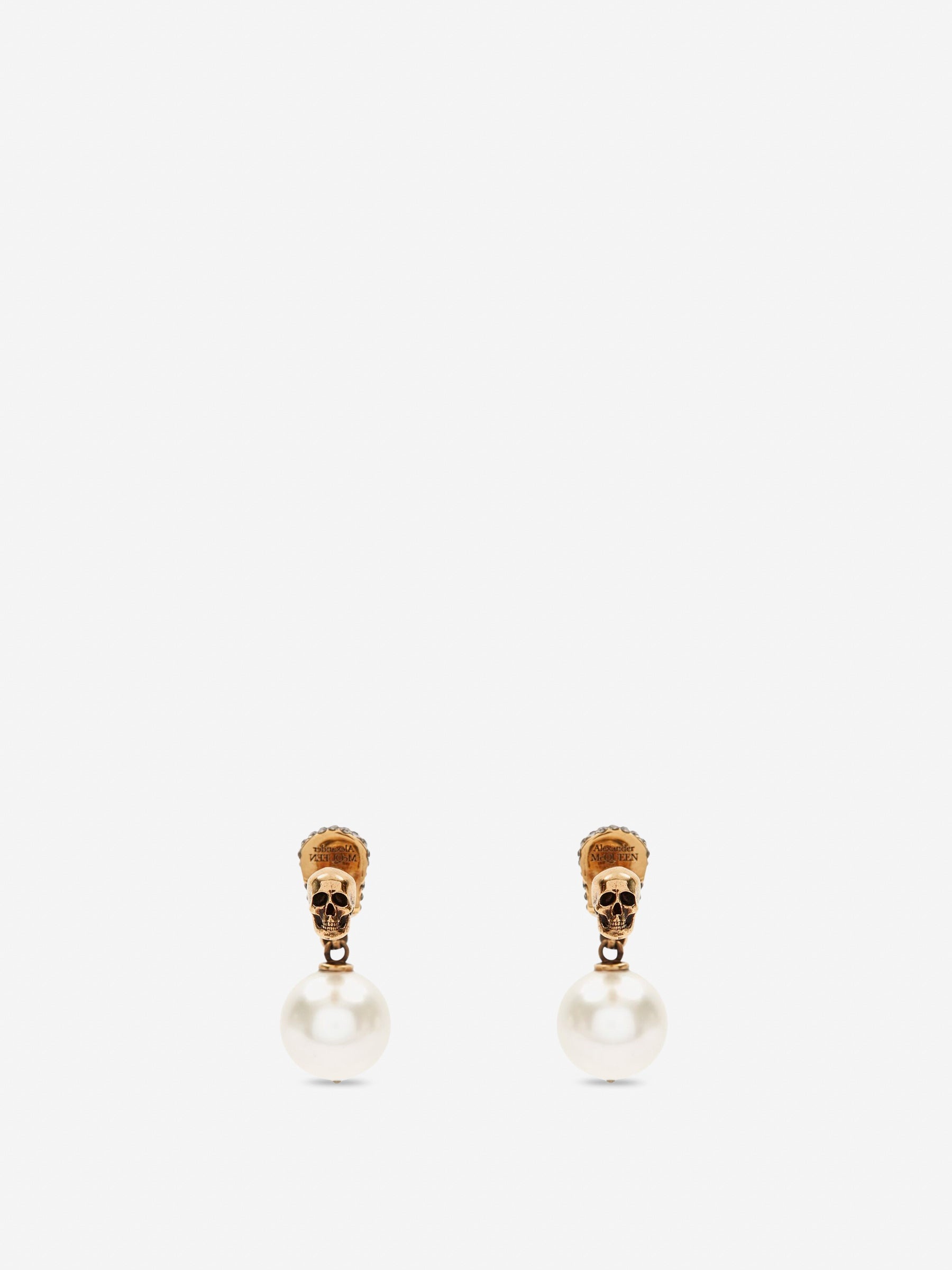 PEARL PAVE SKULL EARRINGS - 3