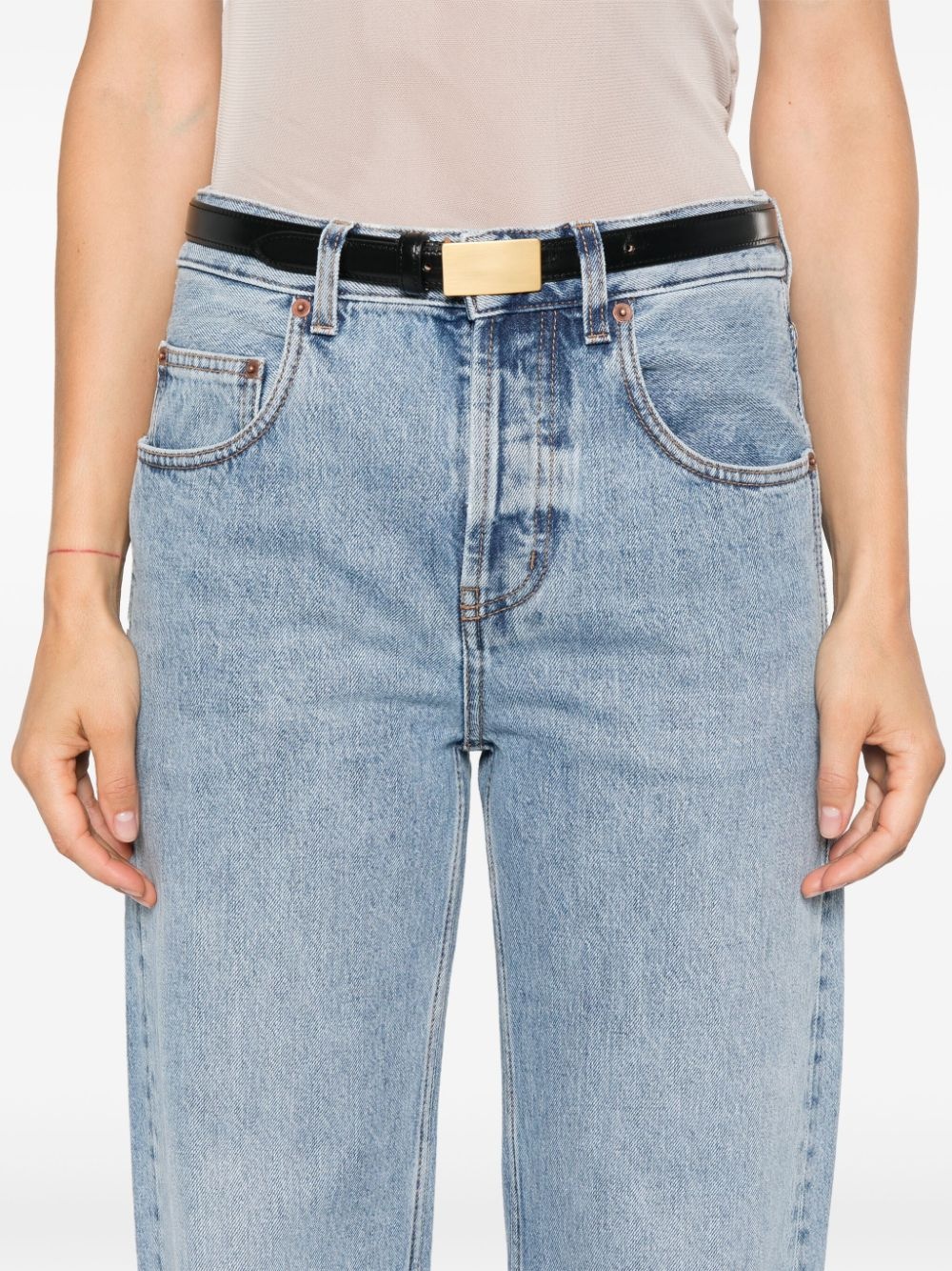 washed straight leg jeans - 5