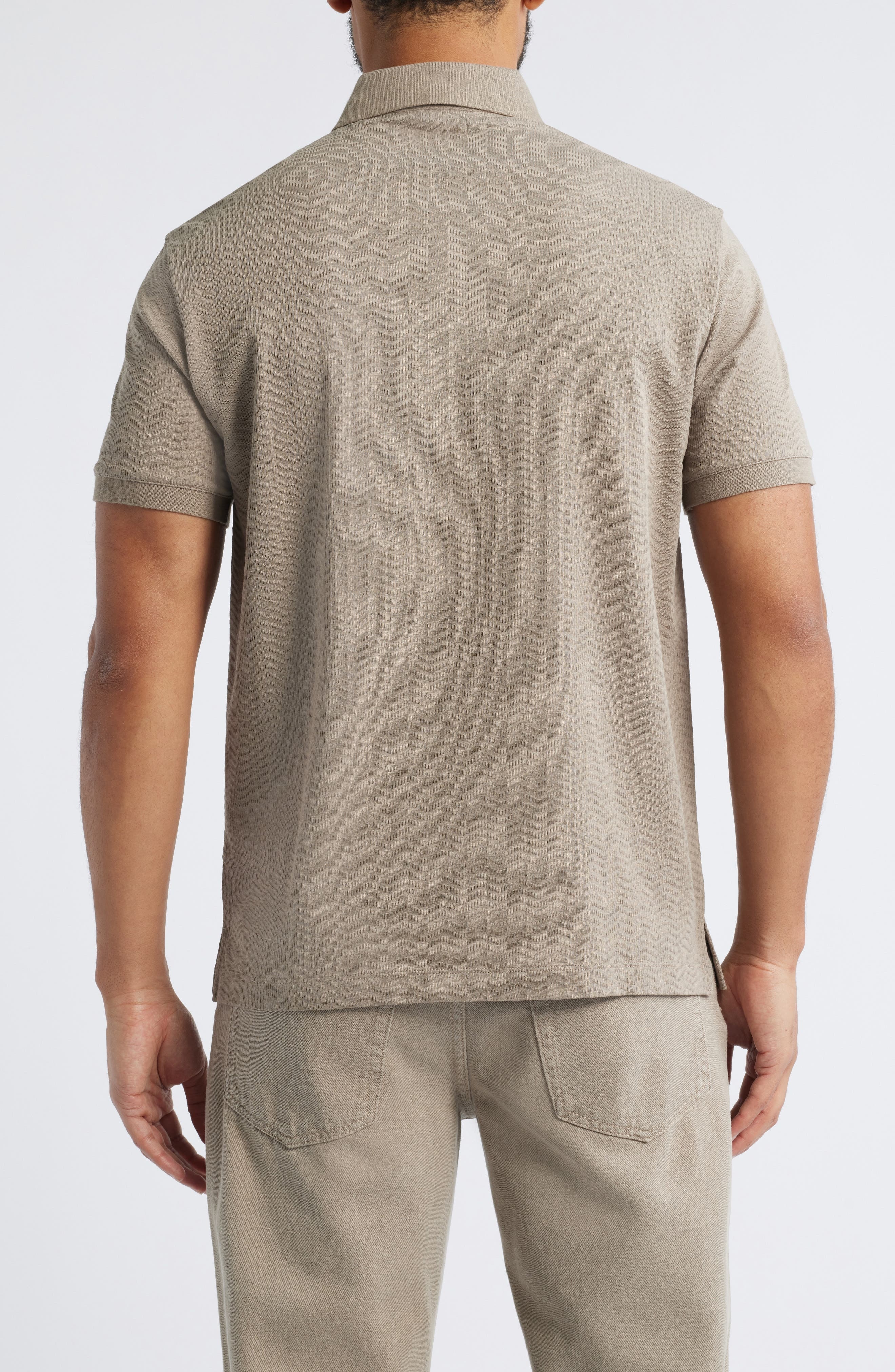 Emporio Armani Tonal Textured Wave Cotton Polo in Beige at Nordstrom - 2